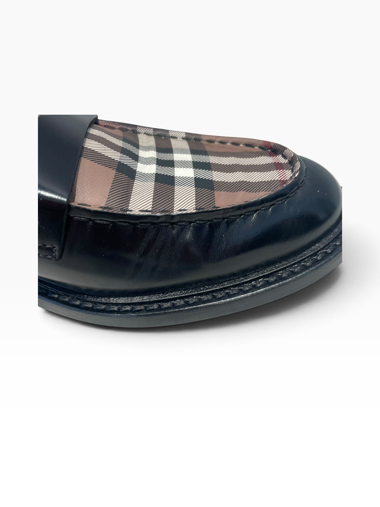 BURBERRY LONDON/Loafers/US 11/Plaid/Leather/BLK/CROFTWOOD CHECK PENNY view 5