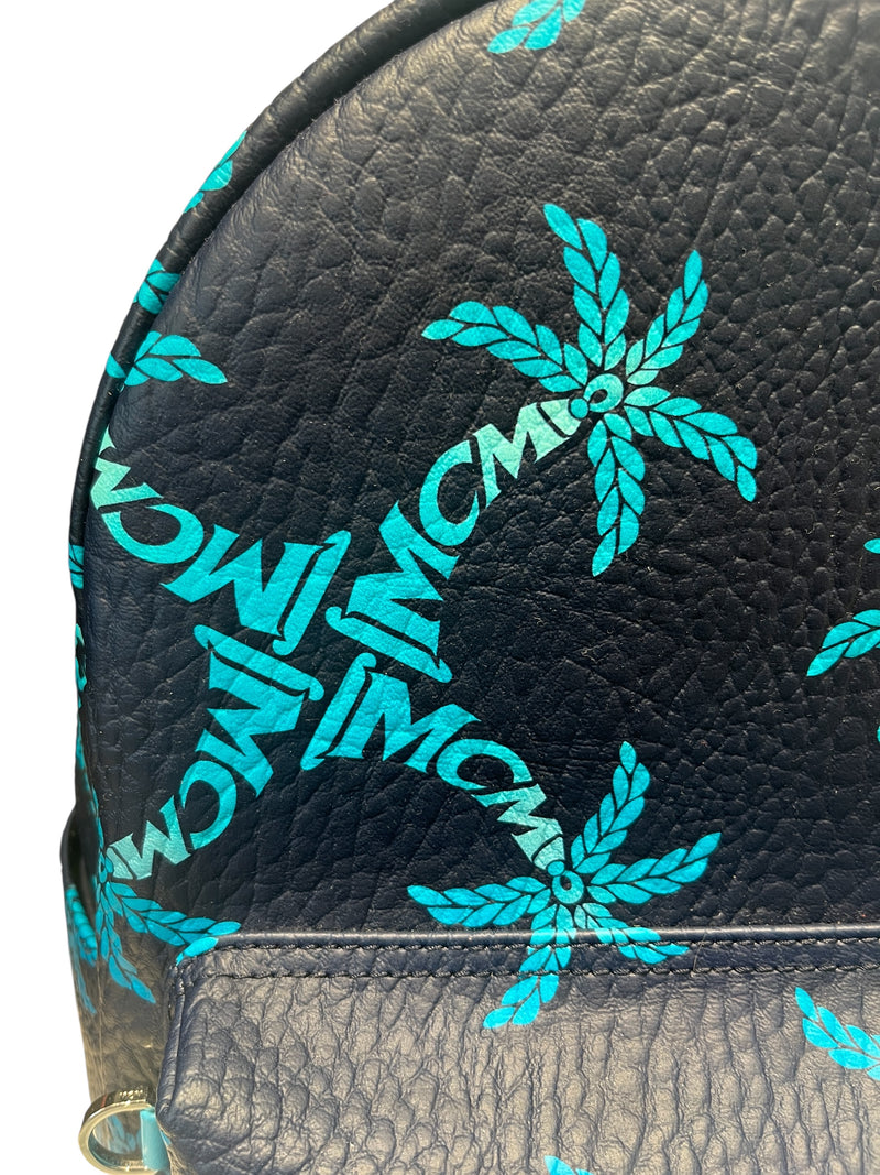 MCM/Backpack/All Over Print/Leather/BLU/BLUE PALM TREE MCM BAG
