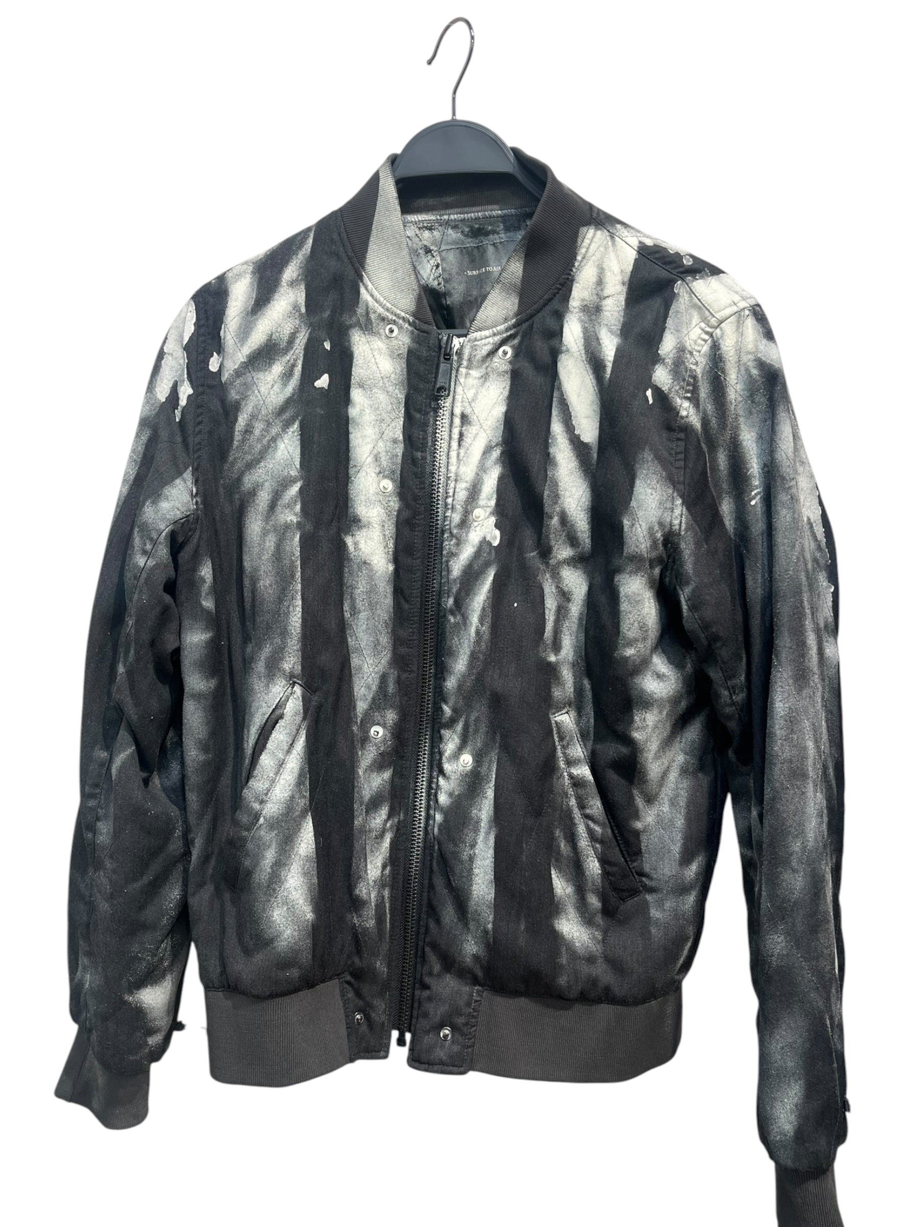 Surface to Air/Flight Jkt/M/Polyester/BLK/Single Breasted/Graphic/STRIPED-PAINT OVERLAY view 1