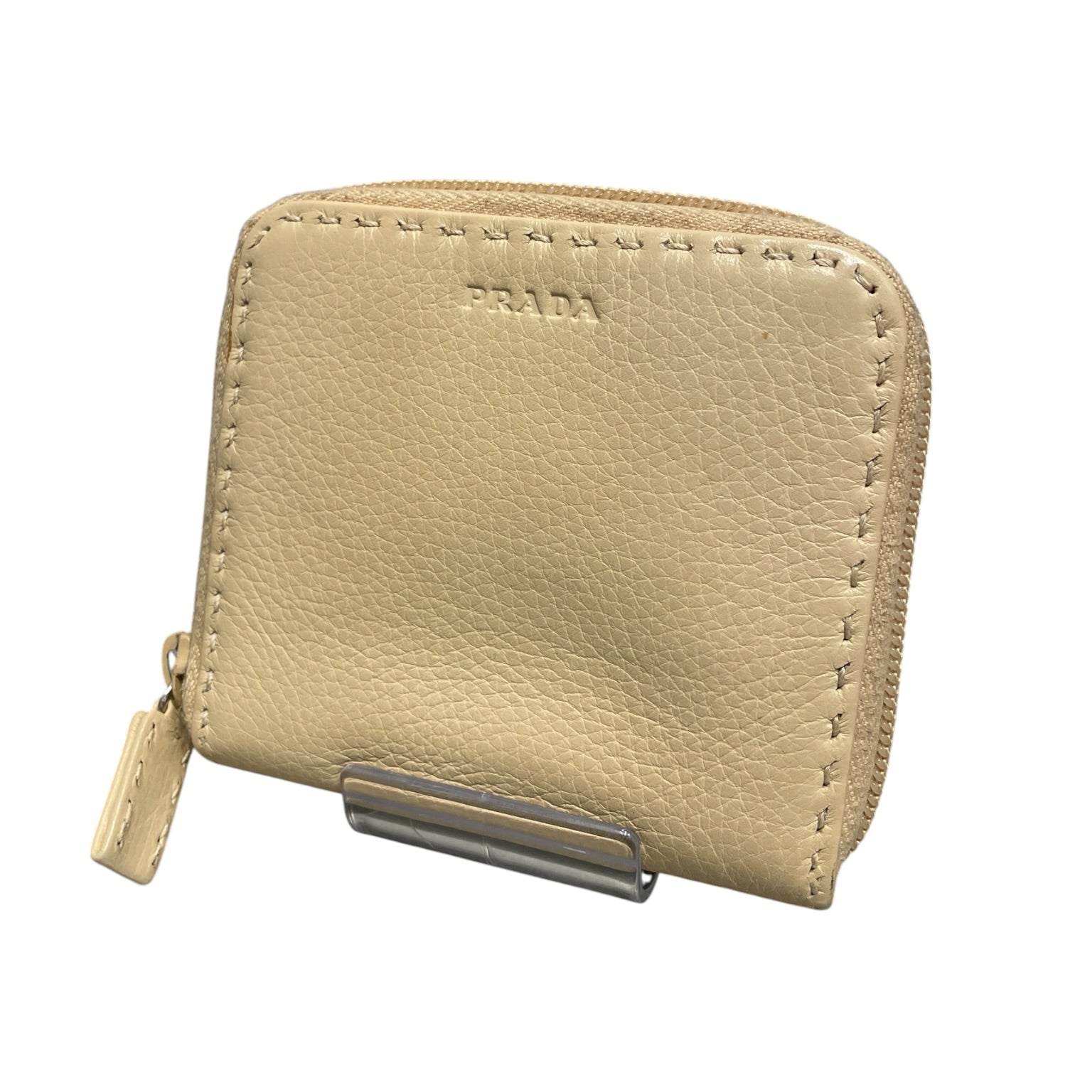 PRADA/Wallet/BEG/PEBBLED LEATHER ZIP AROUND view 1