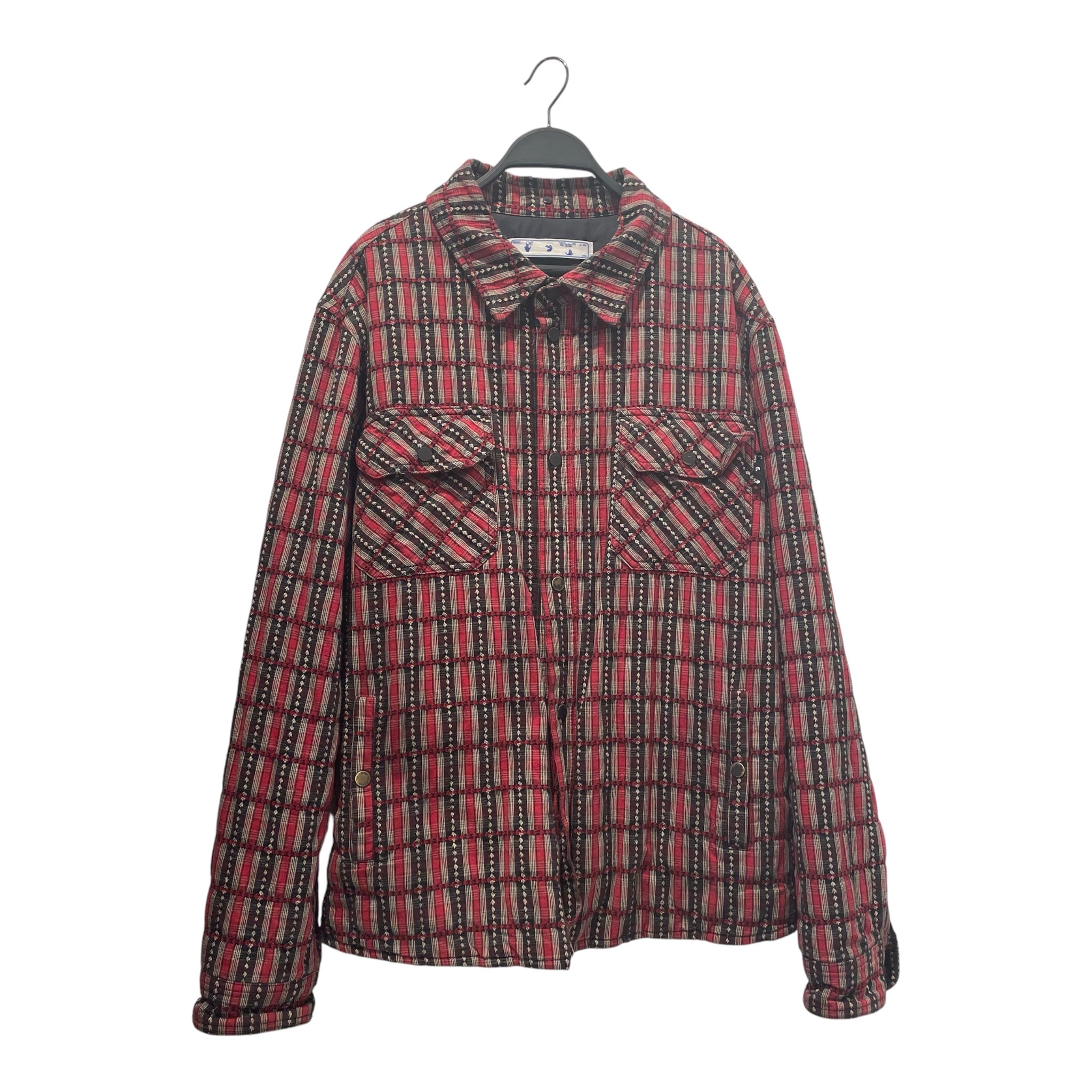 OFF-WHITE/Quilted Jkt/L/Cotton/RED/Plaid/OFF-WHITE PADDED PLAID JACKET view 1
