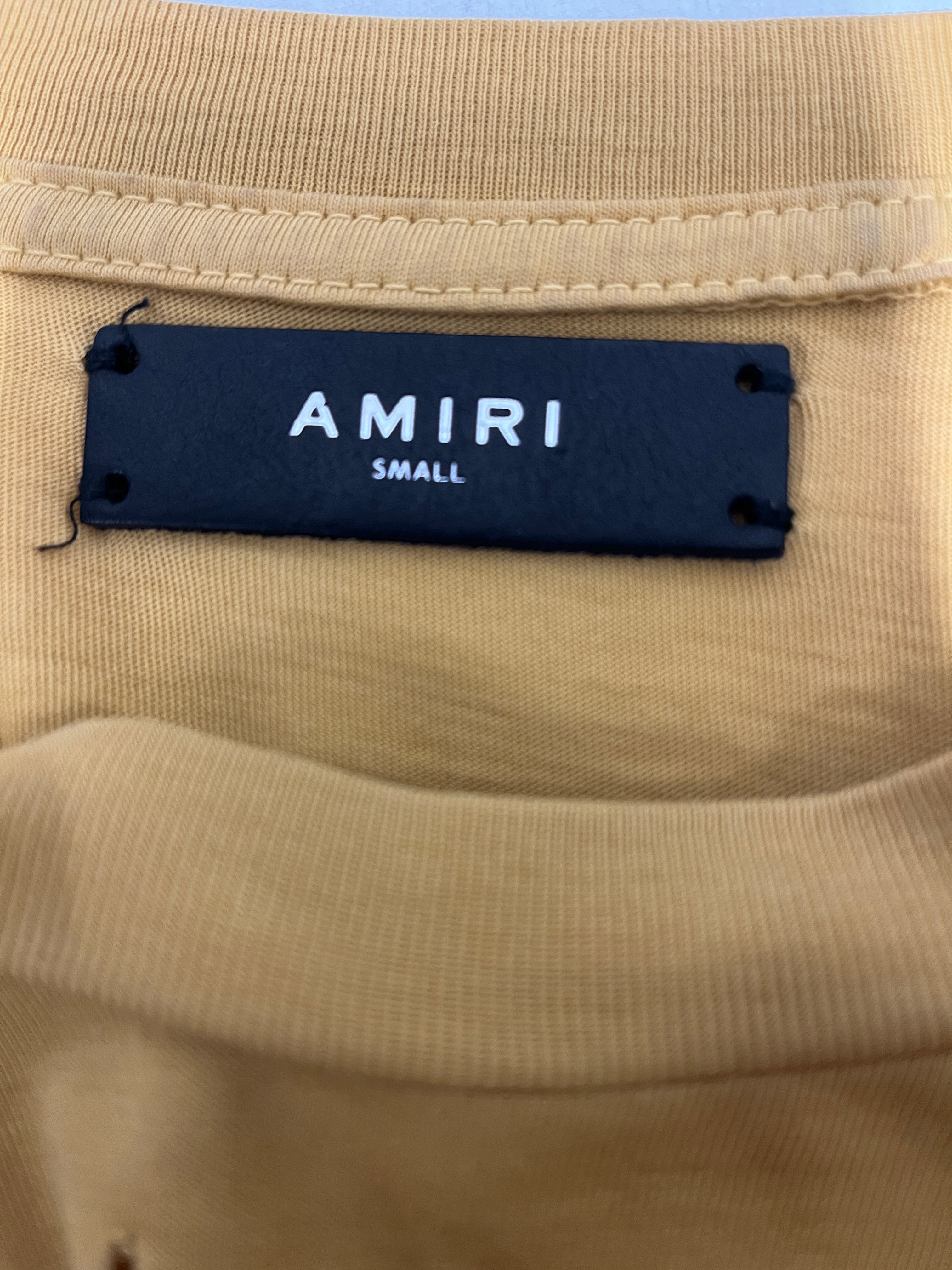 AMIRI/T-Shirt/S/Cotton/YEL/Mustard Yellow Distressed Tee view 3