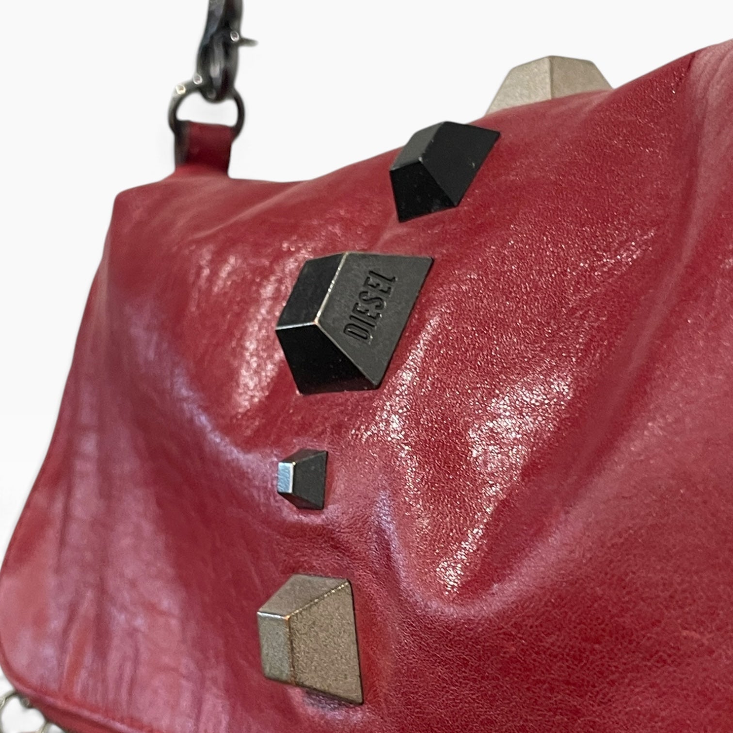 DIESEL/Clutch Bag/Leather/BRD/Studded bronze clip on strap view 6