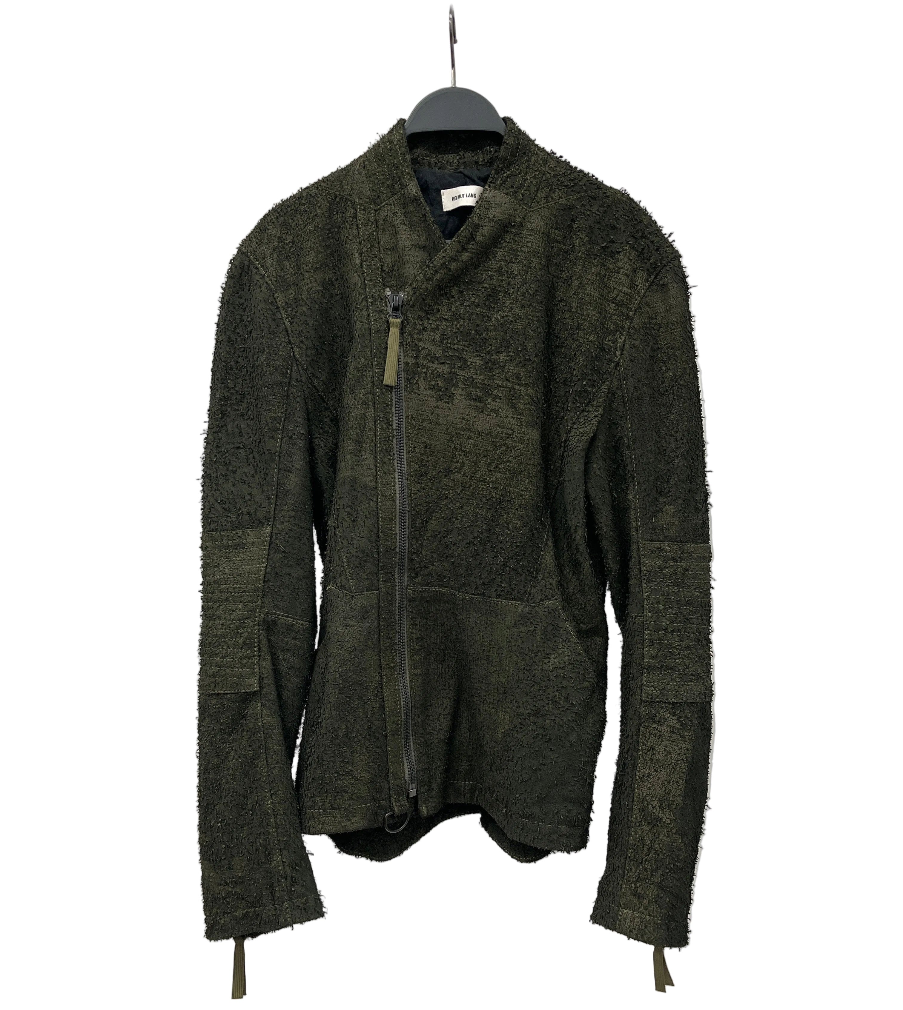 Helmut Lang/Leather Jkt/Leather/GRN/TEXTURED BIKER ASYMMETRICAL view 1