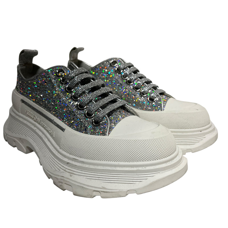 Alexander McQueen/Low-Sneakers/US 6/Glitter/Leather/SLV/