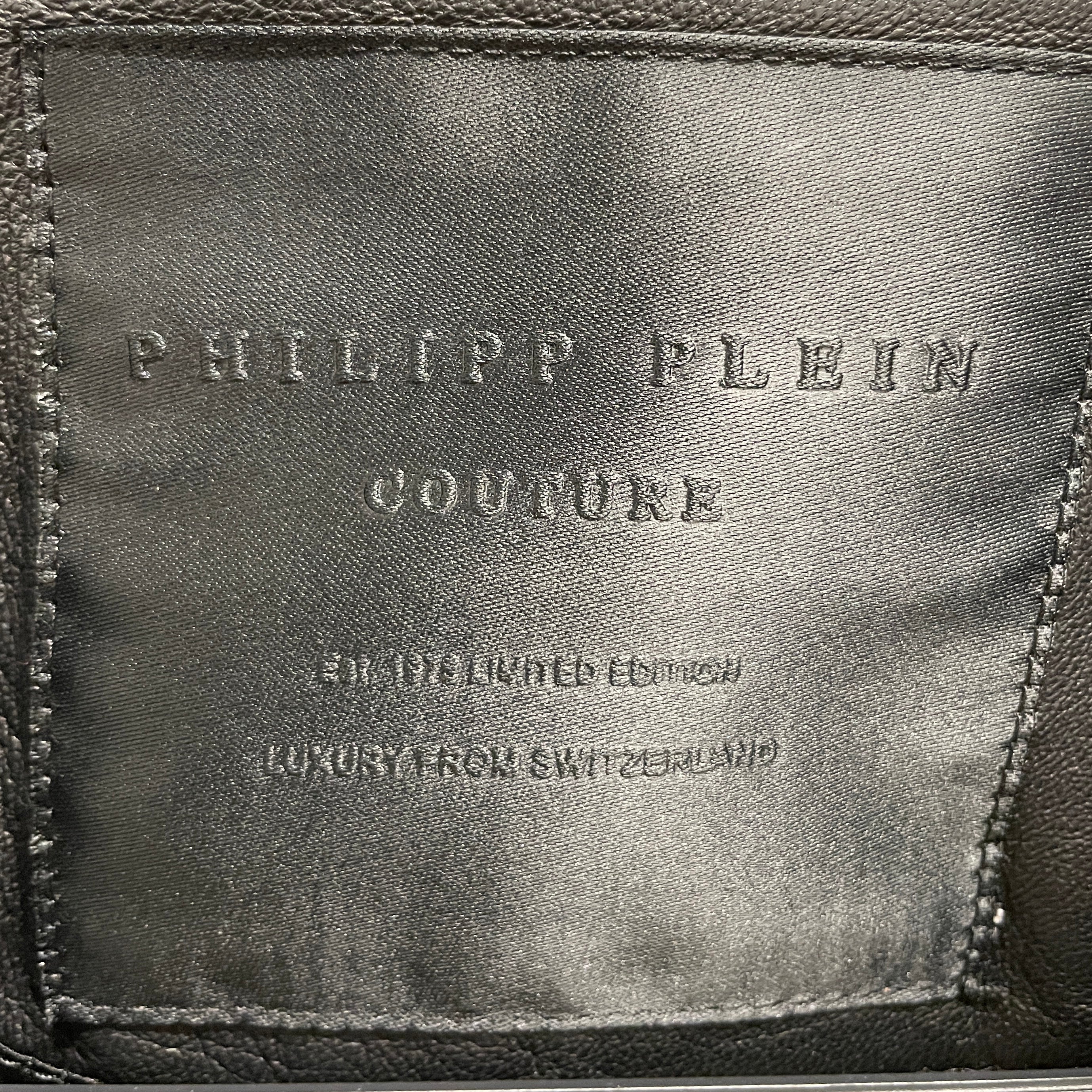 PHILIPP PLEIN/Leather Jkt/S/Leather/BLK/All Over Print/star studs + fringe view 3