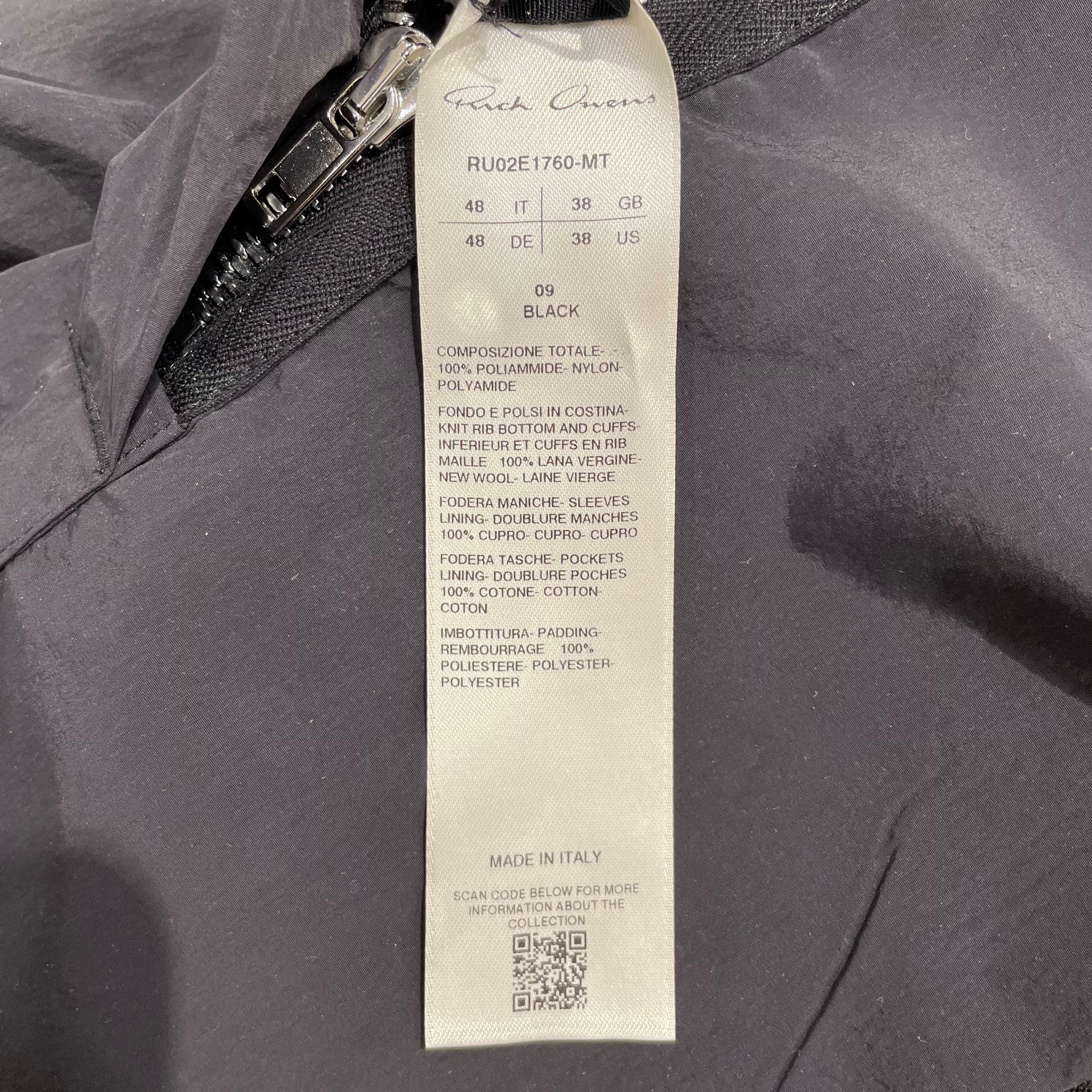 Rick Owens/Flight Jkt/38/Nylon/BLK/HOLLYWOOD FLIGHT JACKET view 4