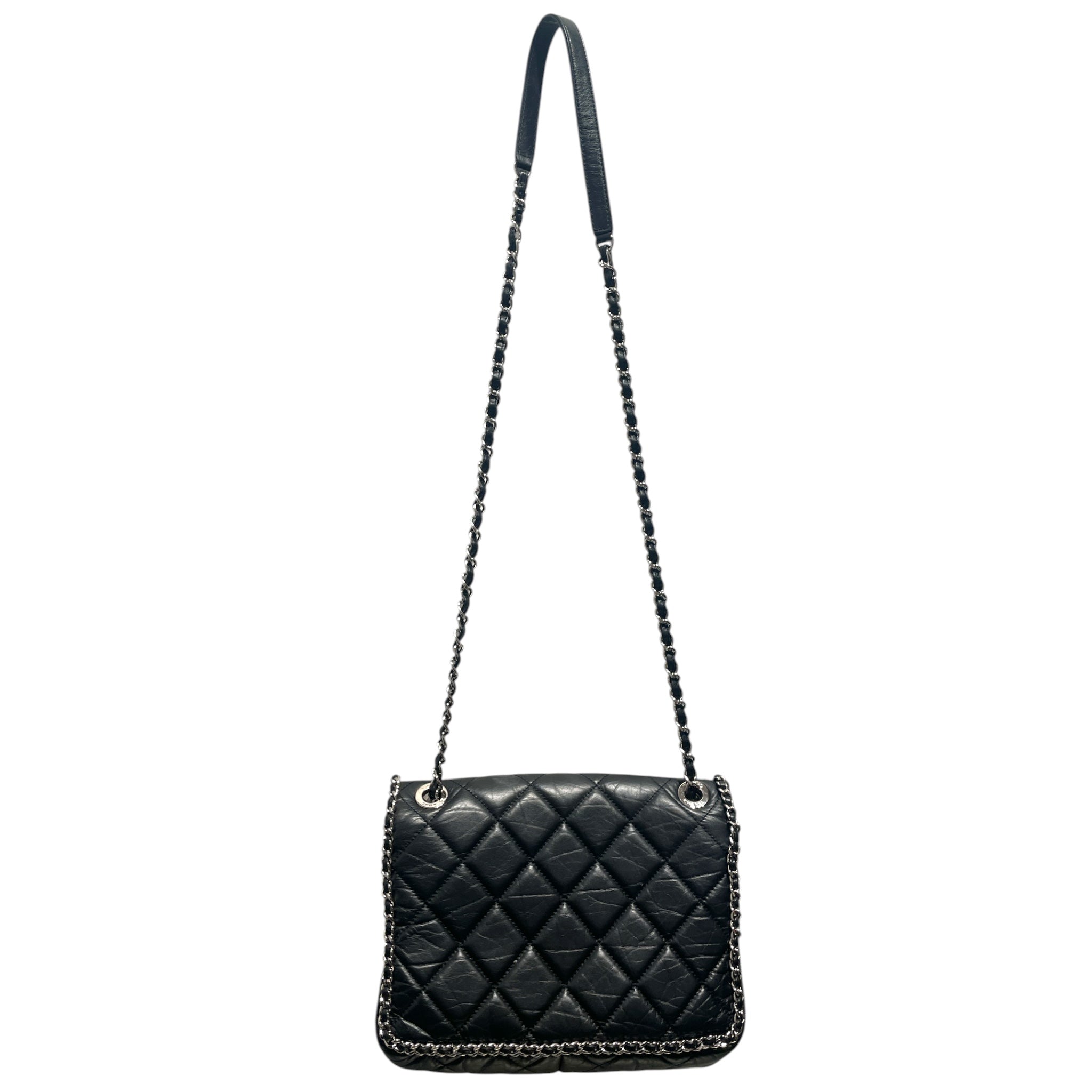 CHANEL/Hand Bag/Leather/BLK/Chain Around Flap Bag view 2