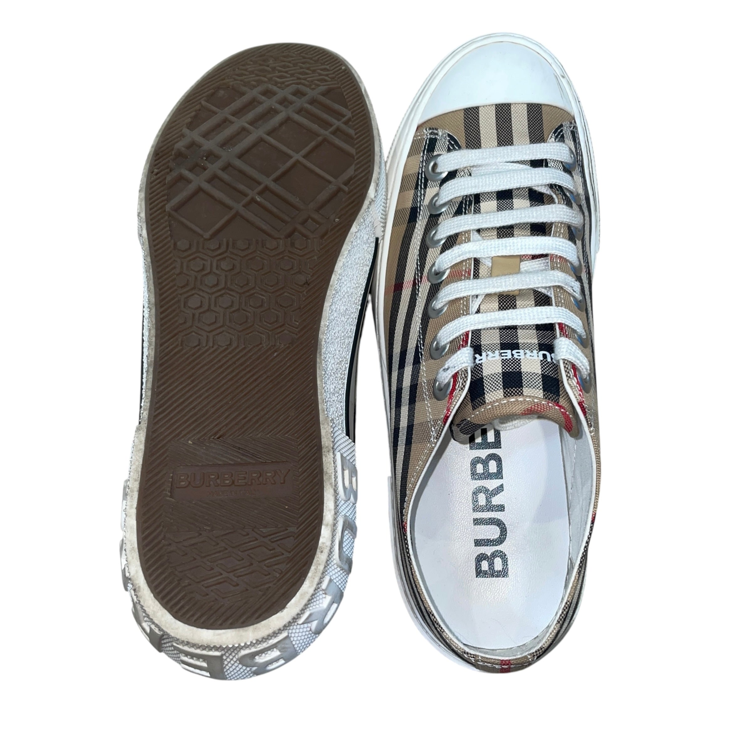 BURBERRY/Low-Sneakers/EU 41.5/Plaid/Cotton/BEG/ view 4
