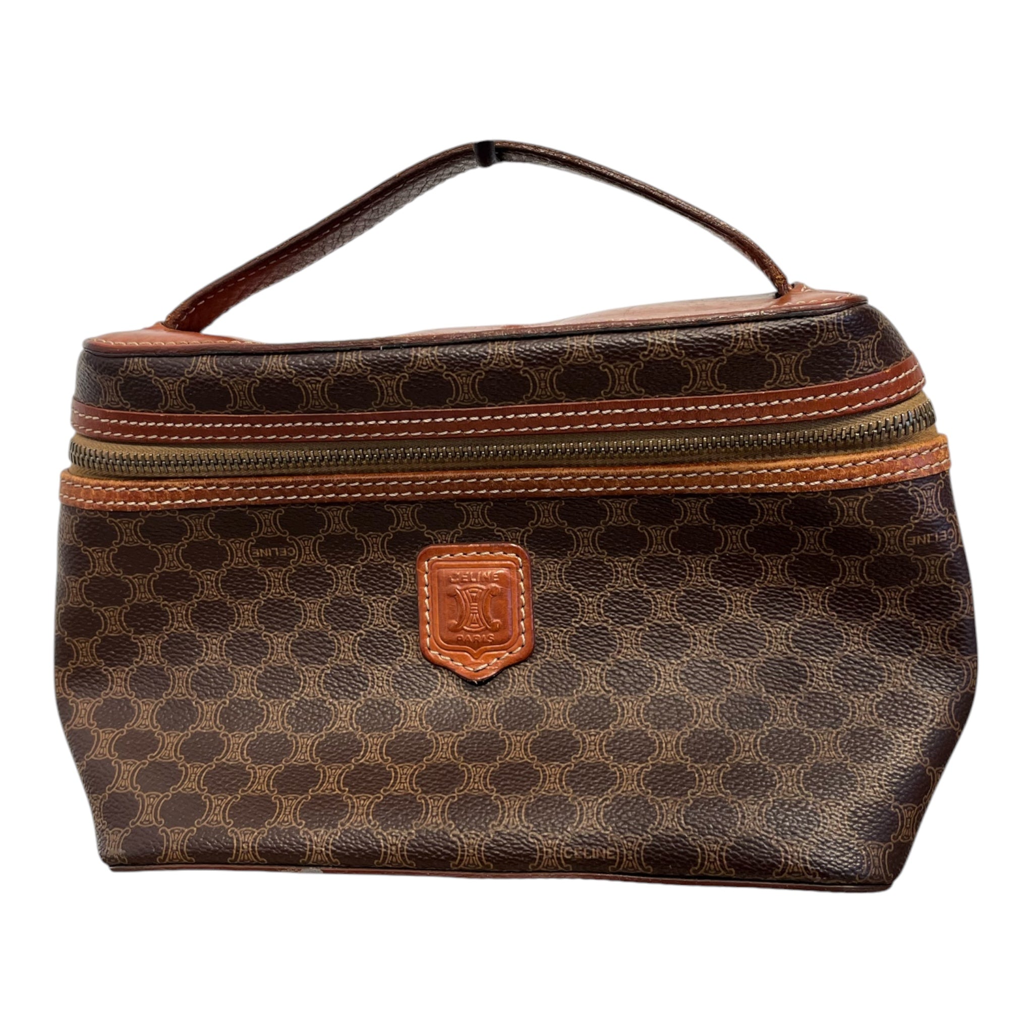 CELINE/Hand Bag/Monogram/Leather/BRW/MACADAM CANVAS VANITY view 1