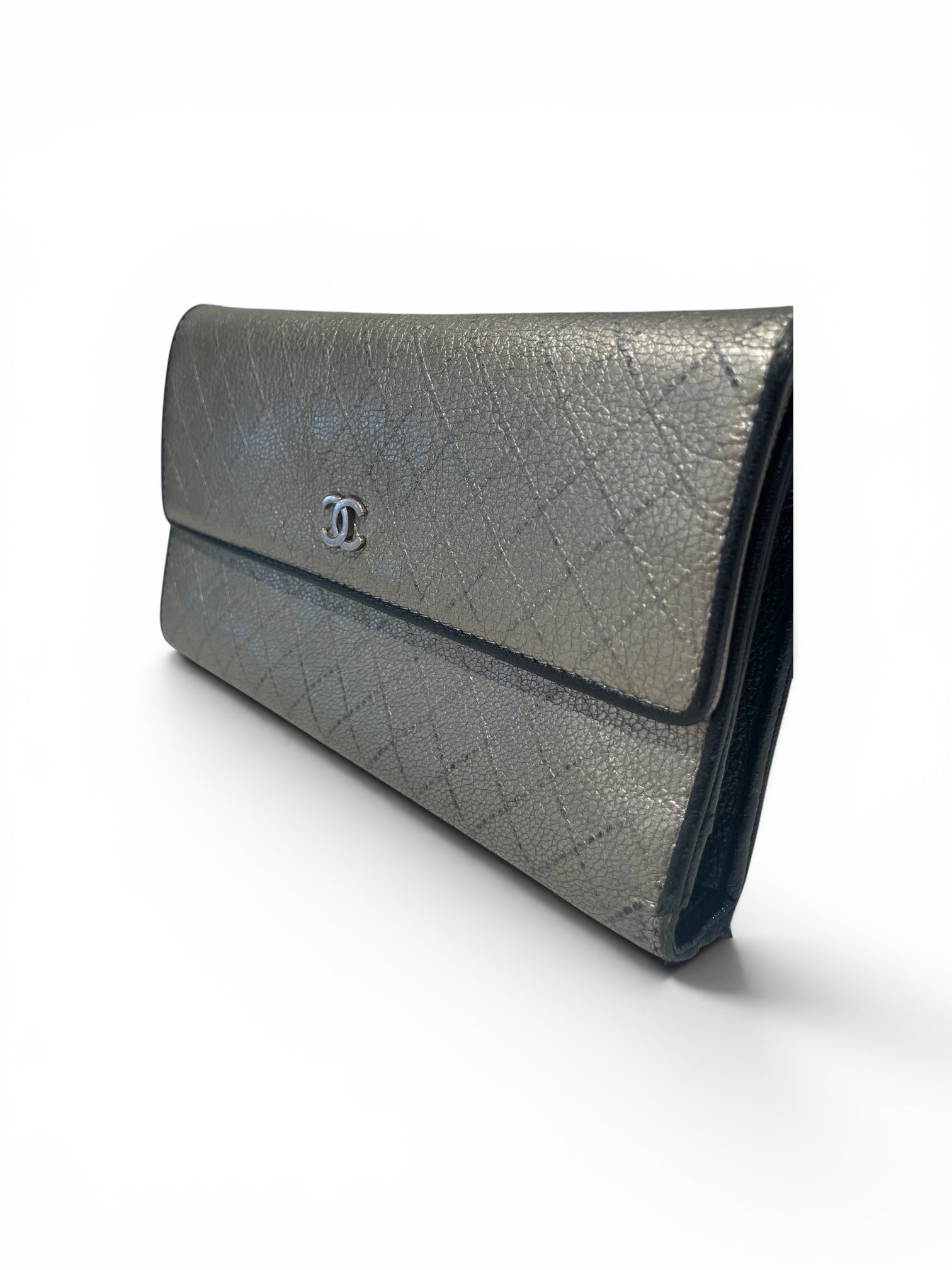 CHANEL/Long Wallet/Leather/GRY/L's/Chanel Long Wallet Silver view 4