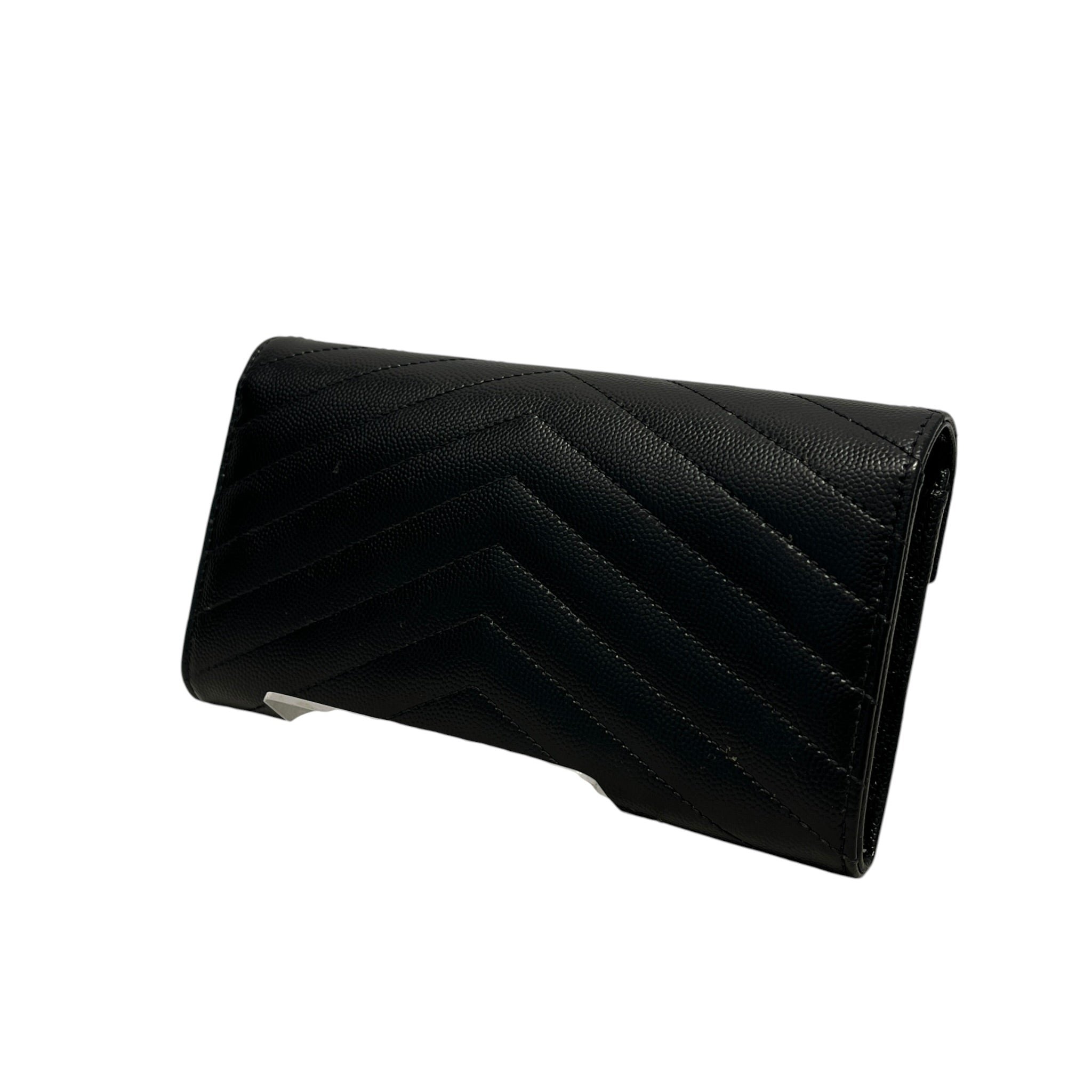 YVES SAINT LAURENT/Long Wallet/Leather/BLK/Cassandre Matlasse Flap Wallet view 2