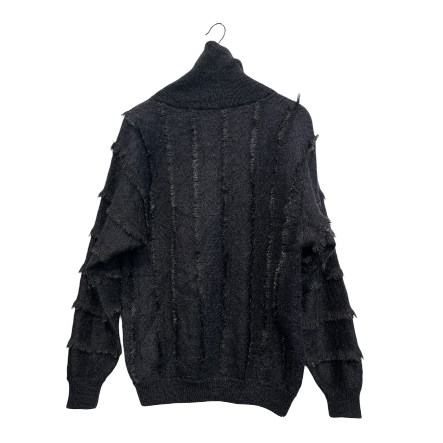 ISSEY MIYAKE/Vintage/Heavy Sweater/M/Wool/BLK/Turtle Neck/FRAYED/FRINGE8 80'S view 2