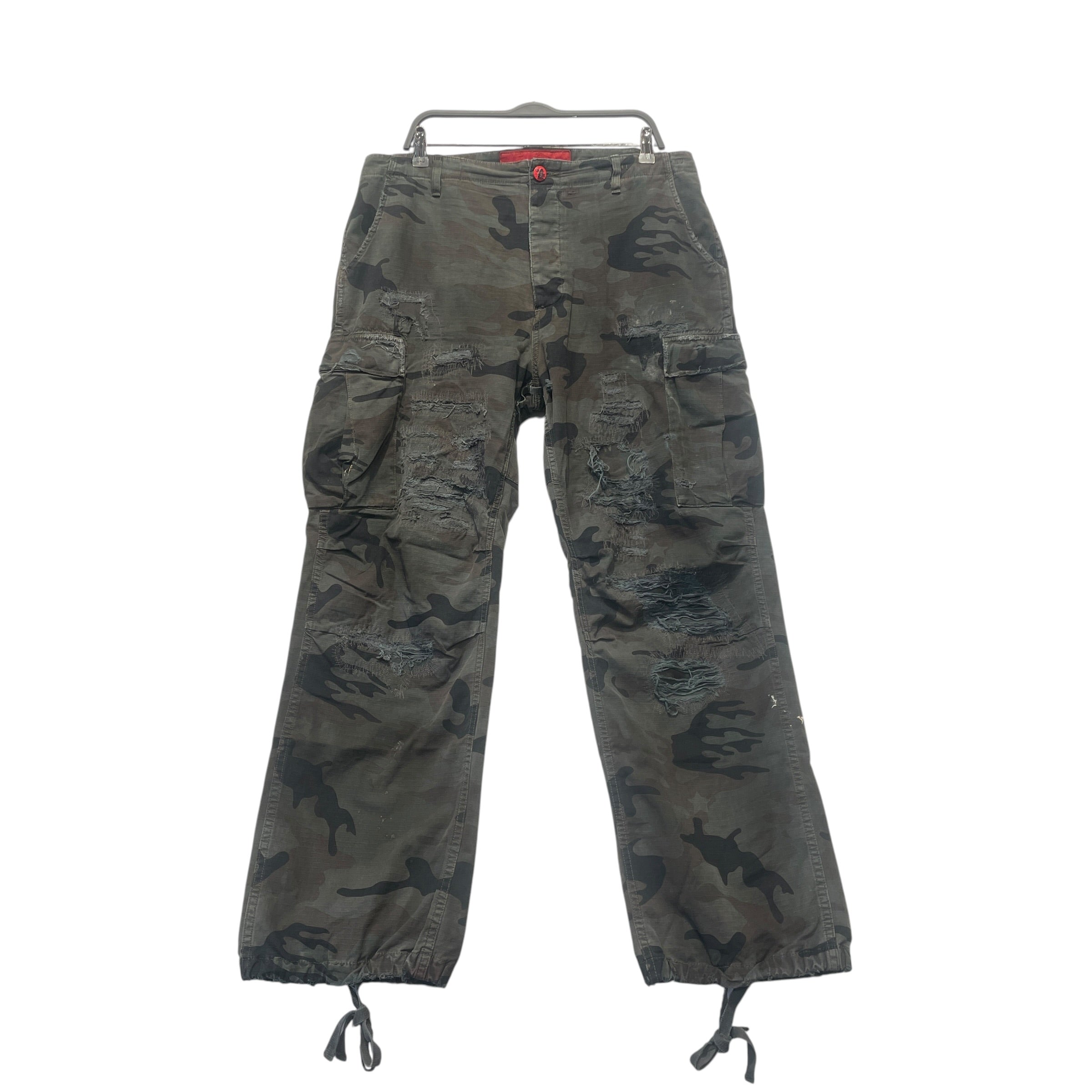 HELLSTAR/Cargo Pants/L/Cotton/GRN/Camouflage/DISTRESSED RED BUTTON view 1