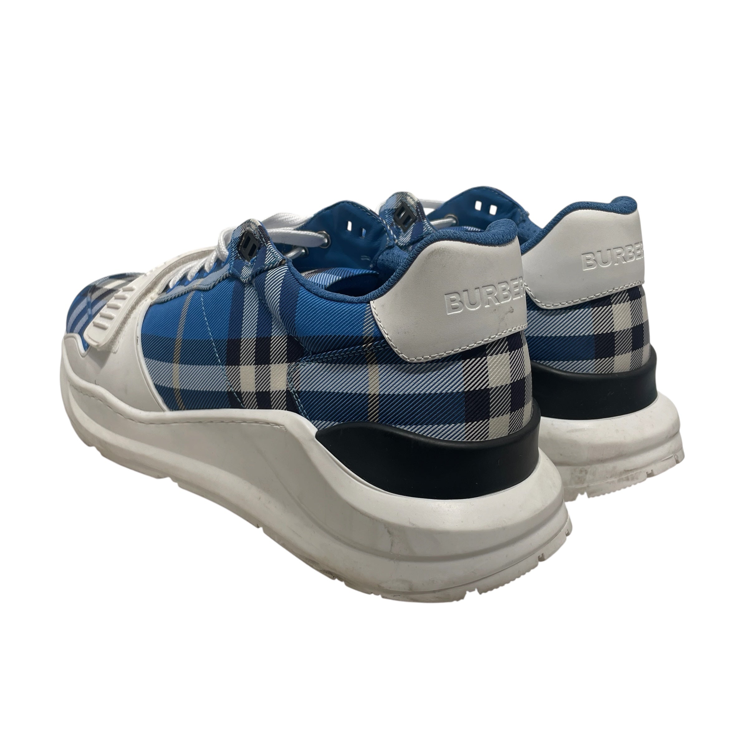 BURBERRY/Low-Sneakers/EU 46/Plaid/Cotton/BLU/ view 2