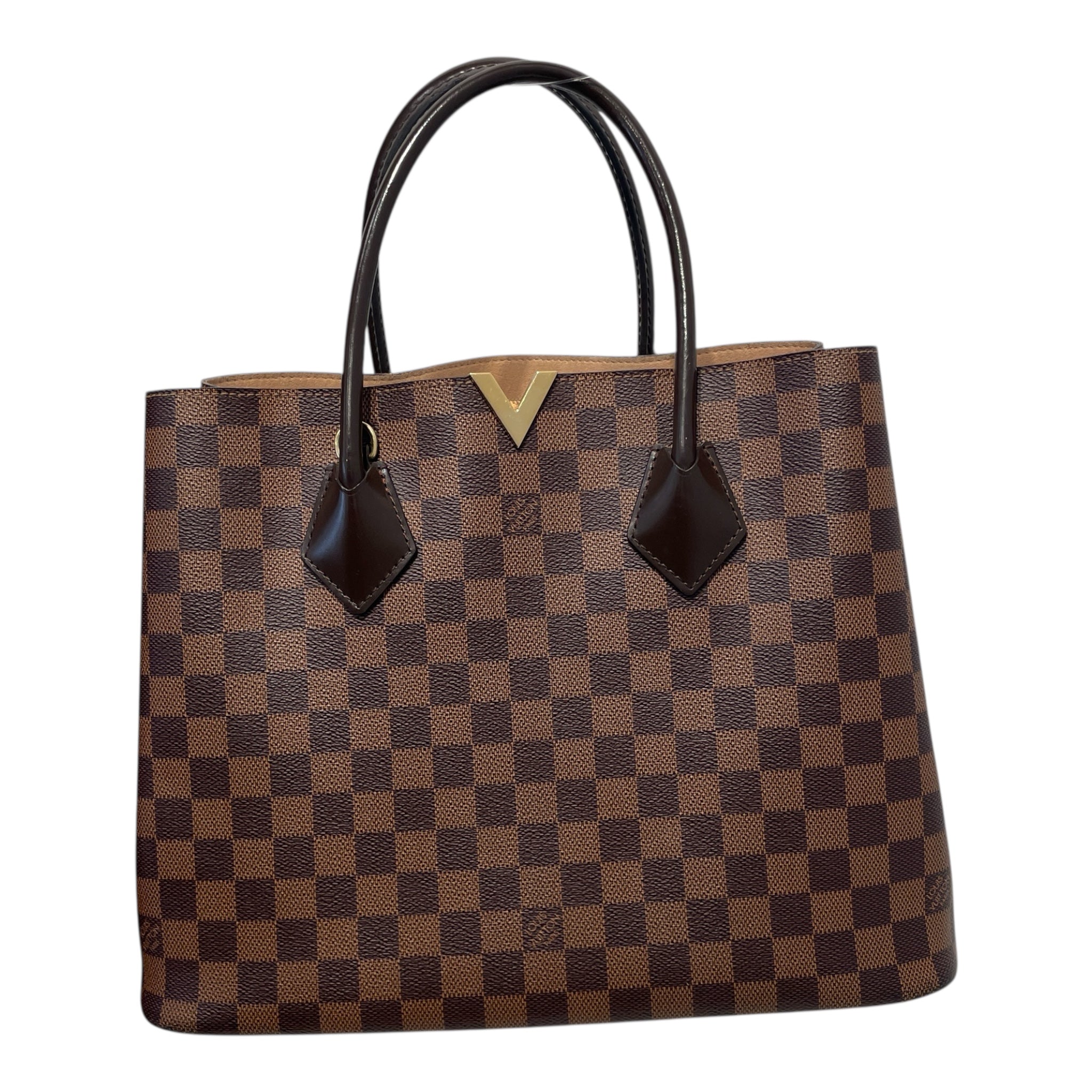 LOUIS VUITTON/Tote Bag/Gingham Check/Leather/BRW/DAMIER/KENSINGTON view 1