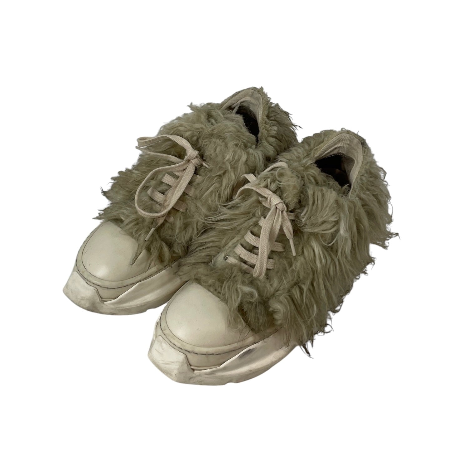Rick Owens/Low-Sneakers/EU 41/Polyester/CRM/DUSTY CREAM FAUX FUR SNKR view 1