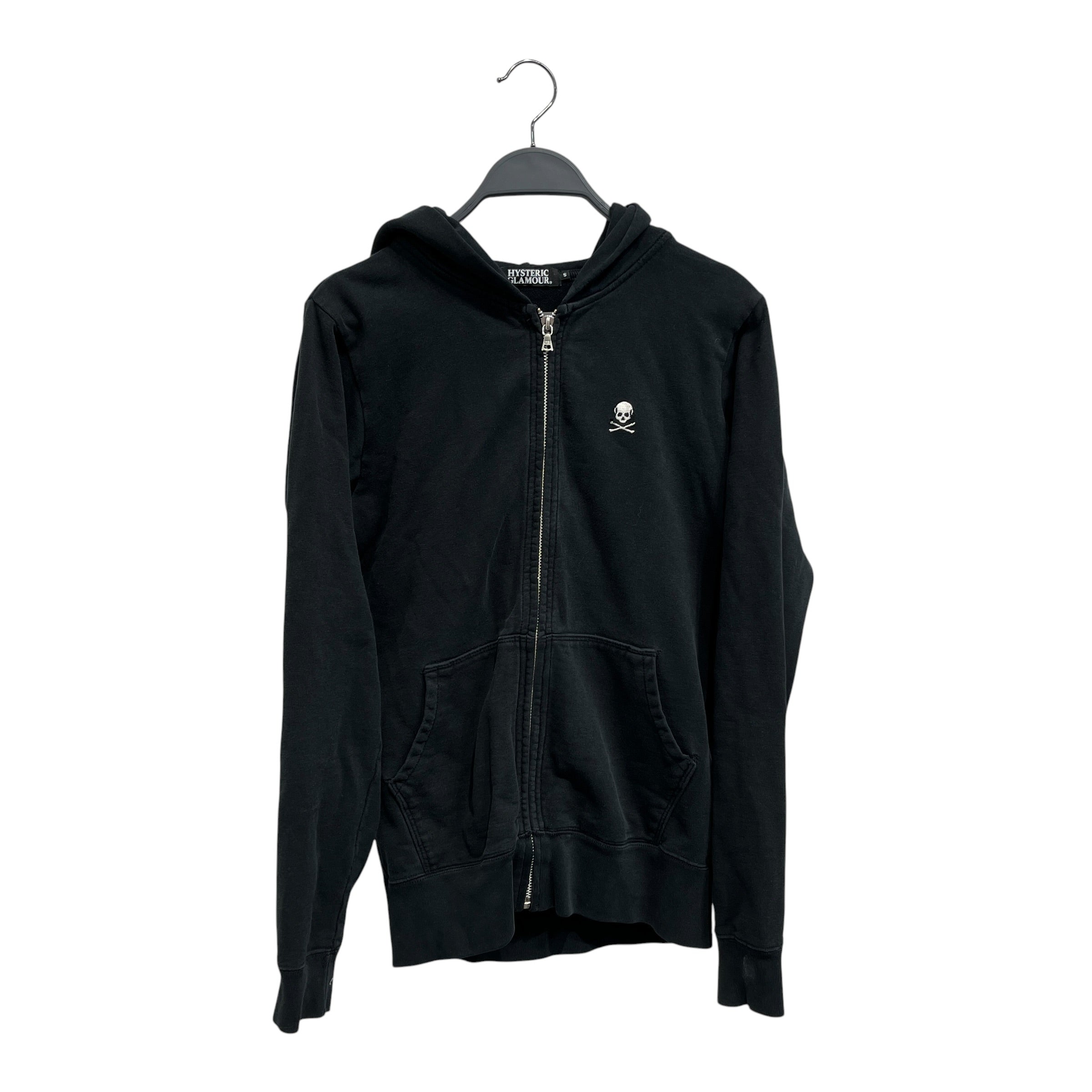 HYSTERIC GLAMOUR/Zip Up Hoodie/S/Cotton/BLK/cross bones small logo view 1
