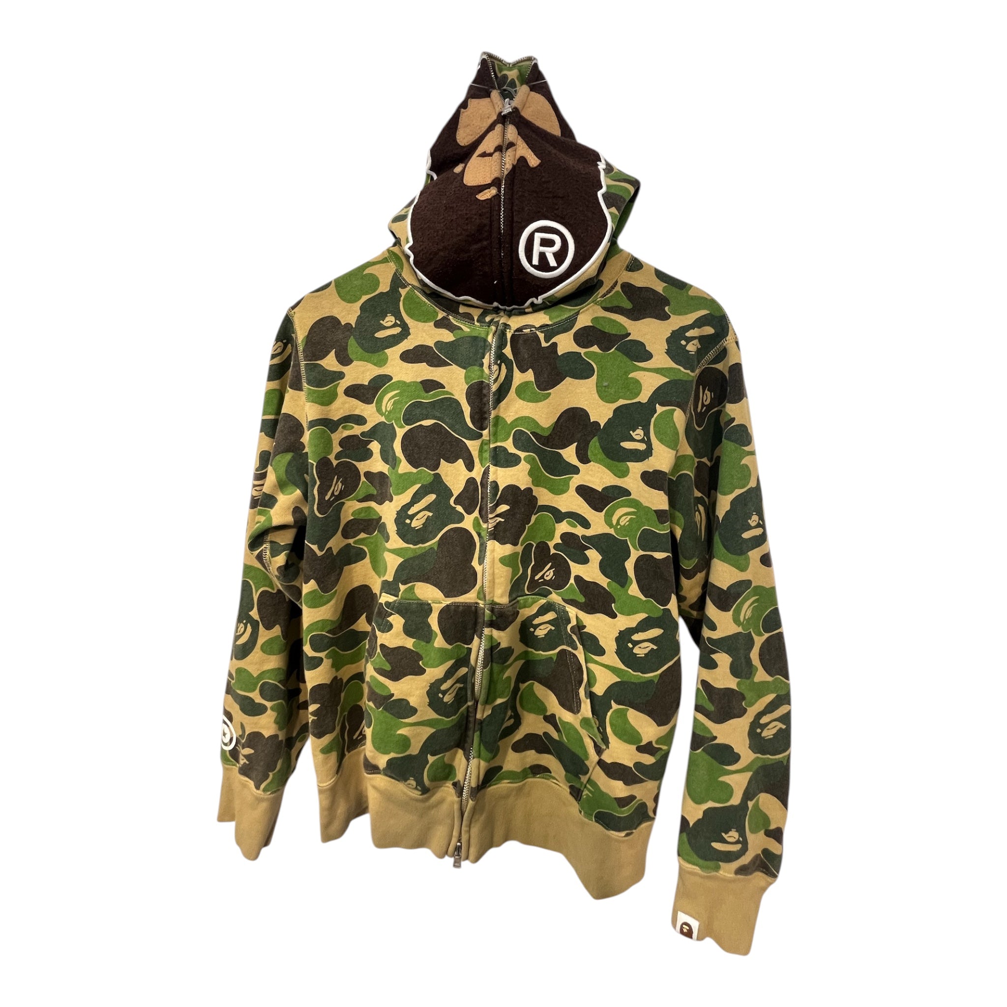 A BATHING APE/Zip Up Hoodie/M/Camouflage/Cotton/GRN/FULL ZIP MONKEY CAMO view 2