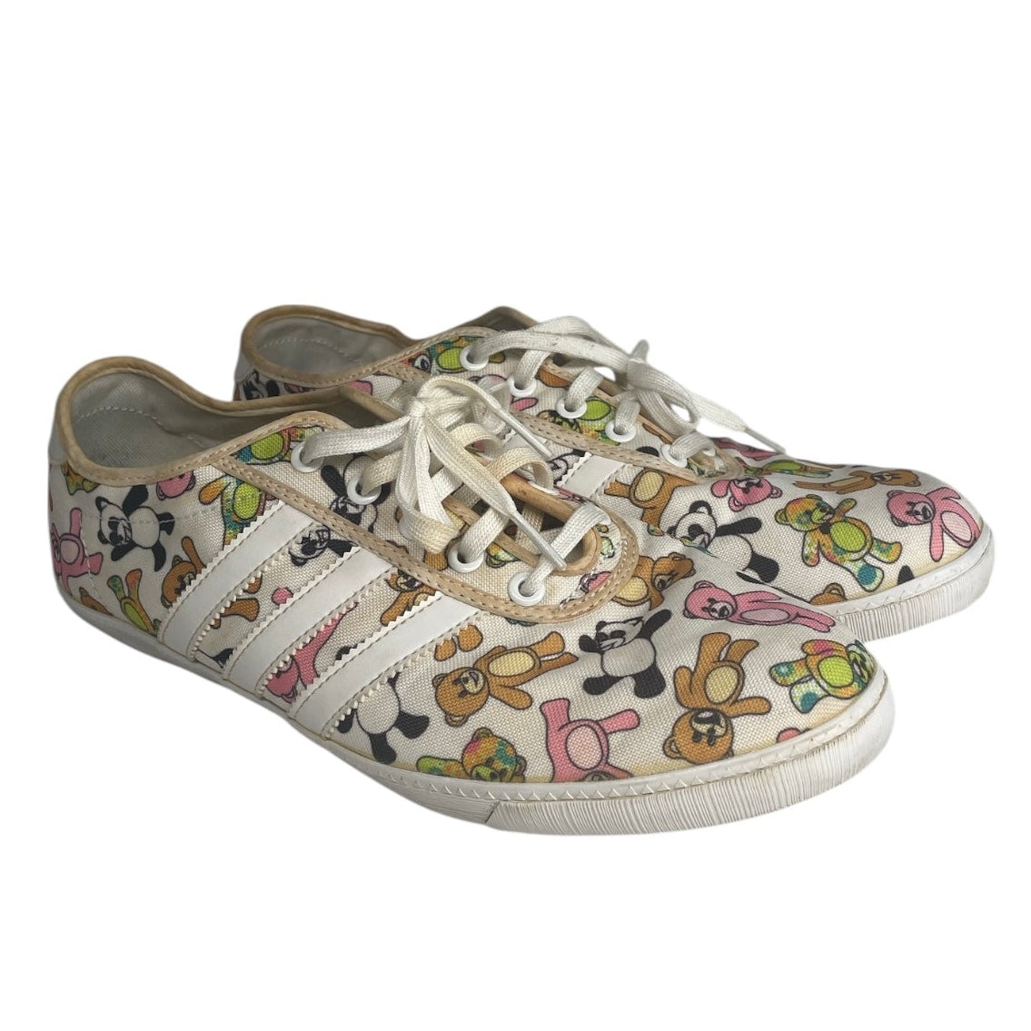 JEREMY SCOTT/adidas/Low-Sneakers/US 9/All Over Print/Cotton/WHT/bears all over sneaker view 1