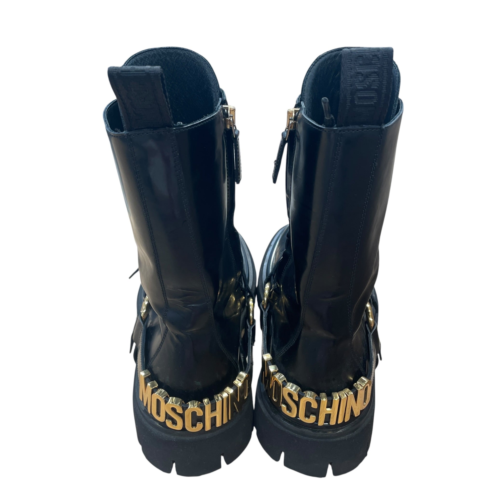 MOSCHINO/Lace Up Boots/EU 43/Leather/BLK/Harness Combat Boots view 3