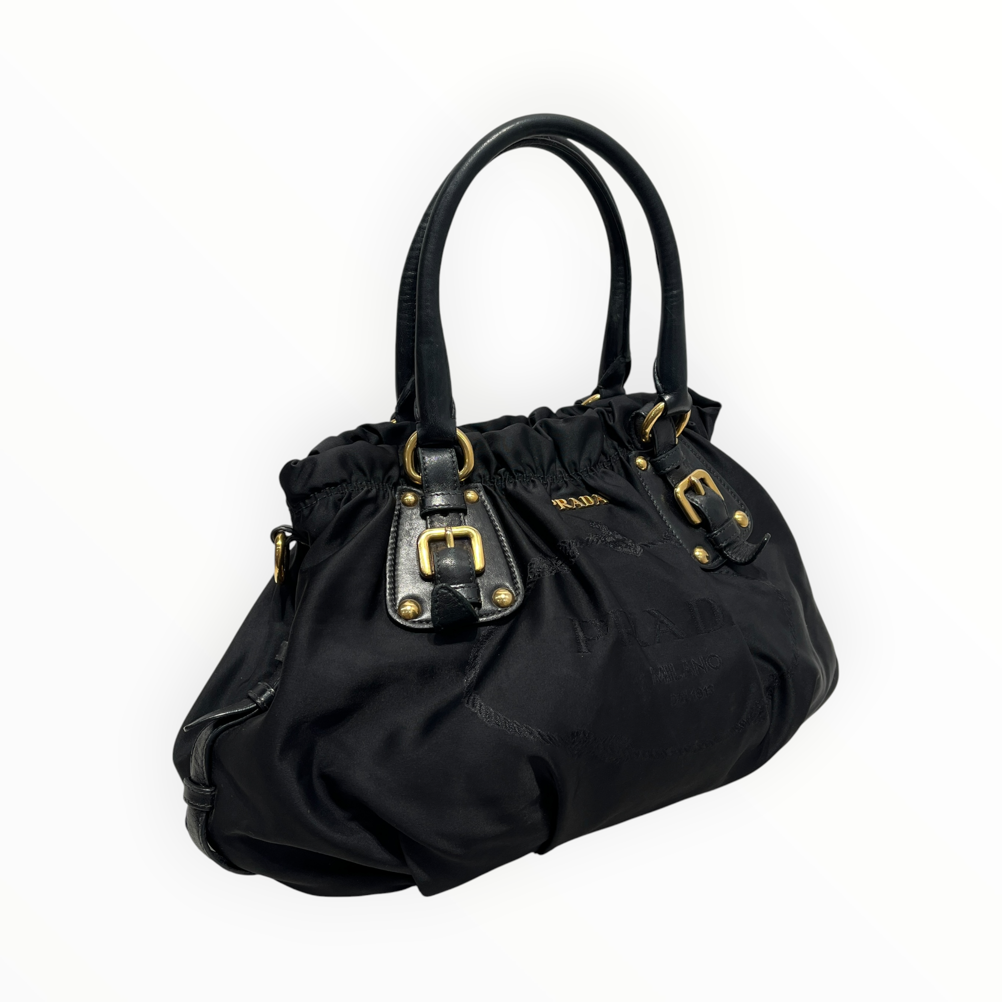 PRADA/Hand Bag/Graphic/Nylon/BLK/TESSUTO GAUFRE/GOLD HARDWARE view 4
