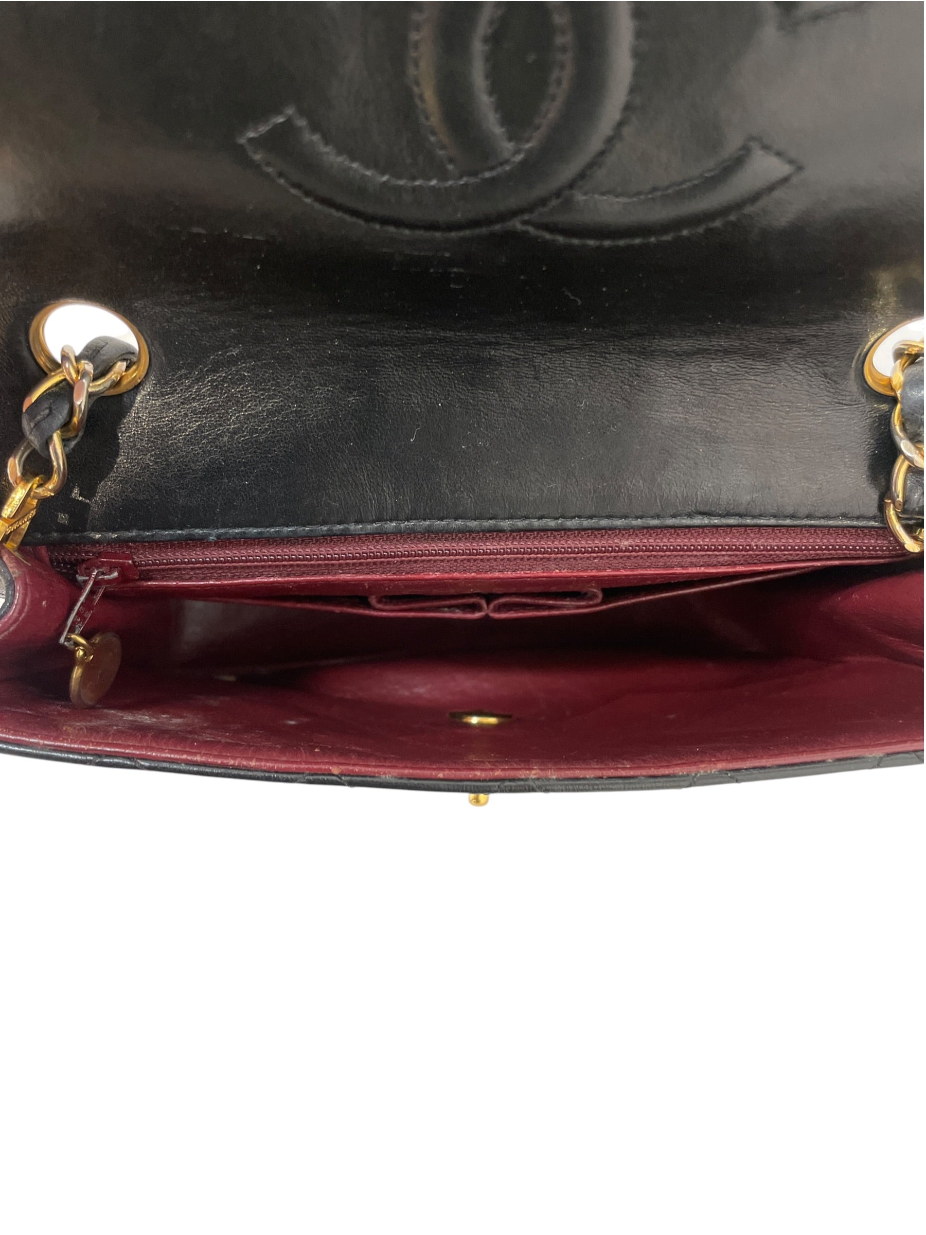 CHANEL/Cross Body Bag/Leather/Black/flat quilt half flap small view 4