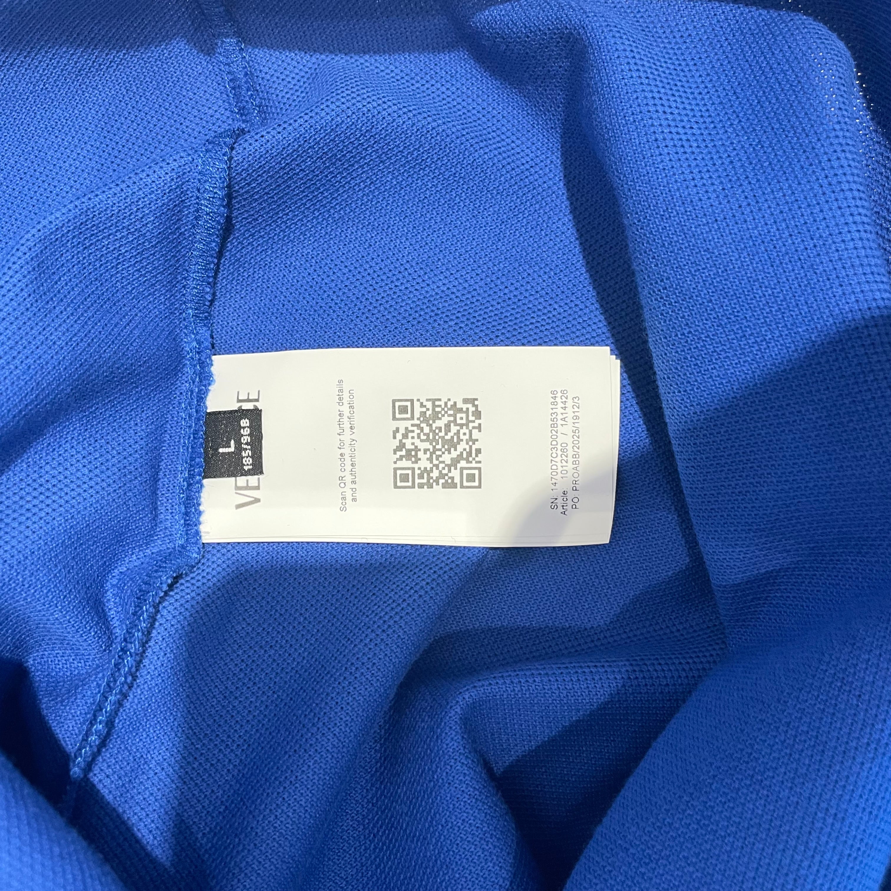 VERSACE/T-Shirt/L/Cotton/BLU/Logo Embroidery view 4