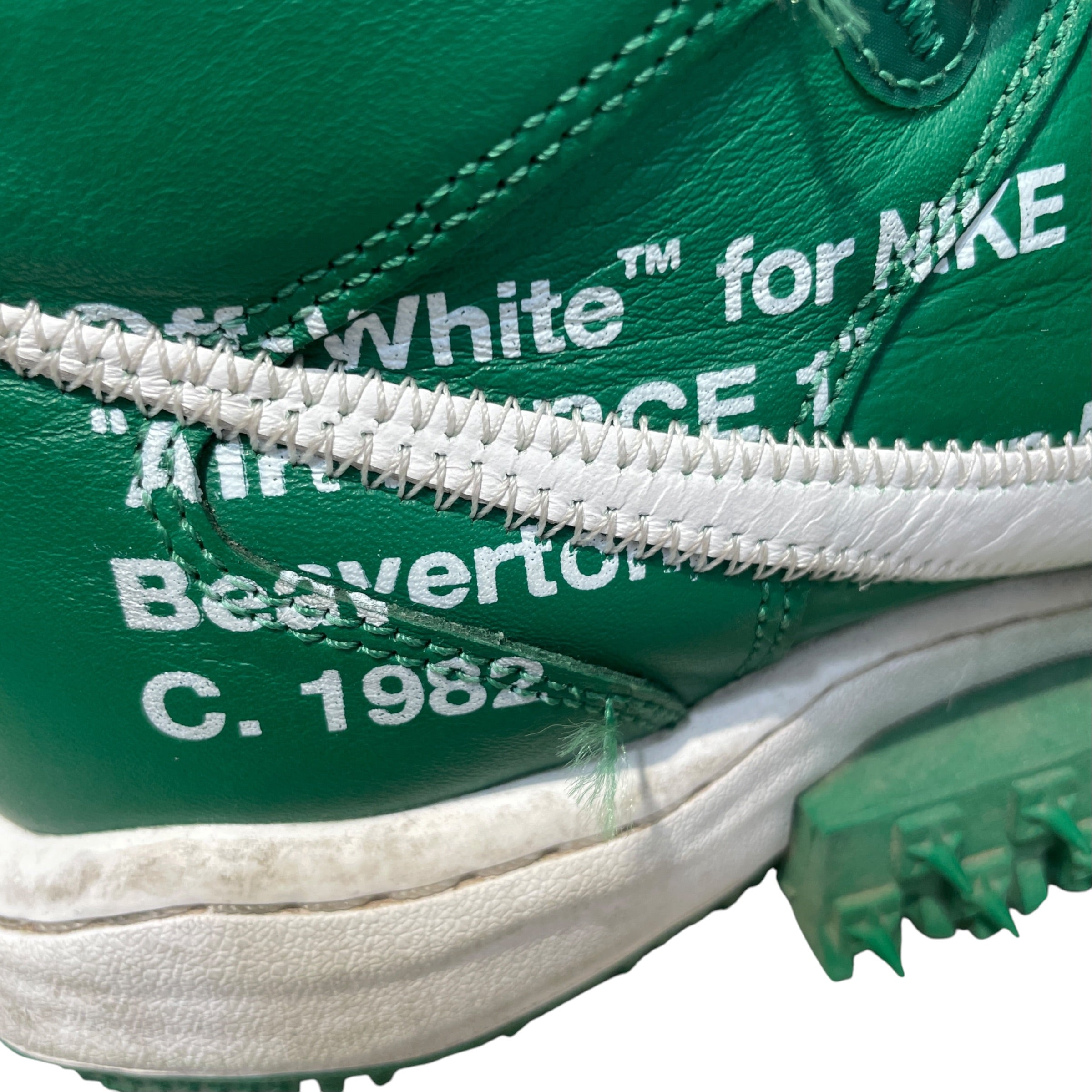 NIKE/OFF-WHITE/Hi-Sneakers/US 10/Leather/GRN/Air Force 1 Mid White-Pine view 6