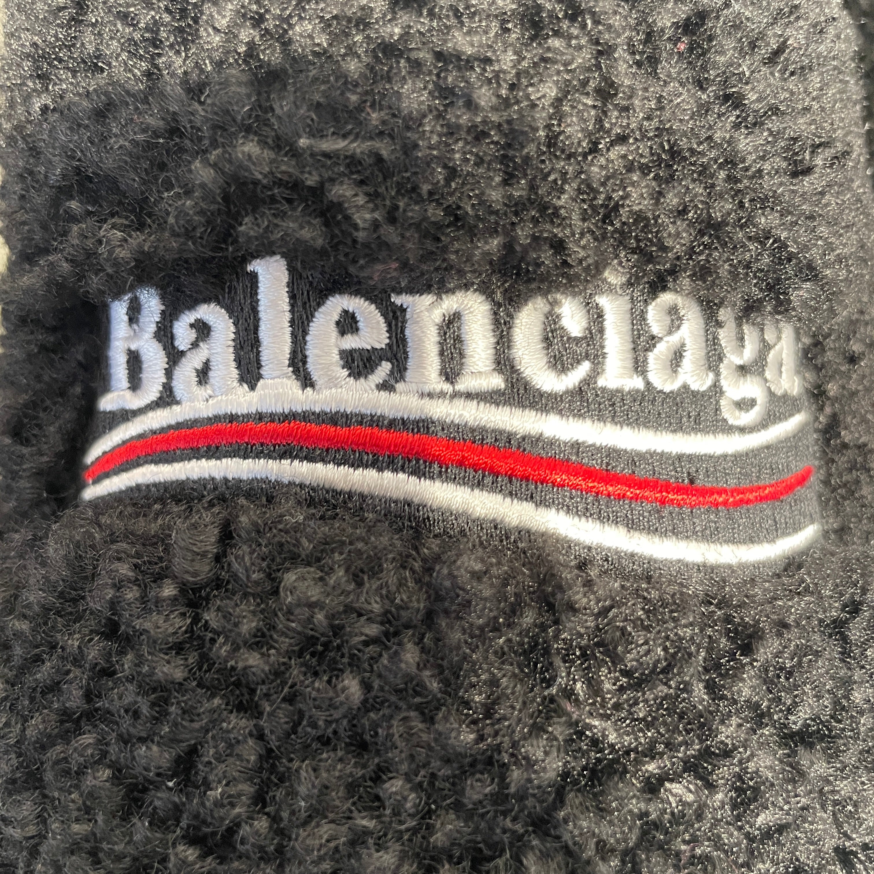 BALENCIAGA/Sandals/EU 38/Polyester/BLK/FUZZY SLIDES view 3
