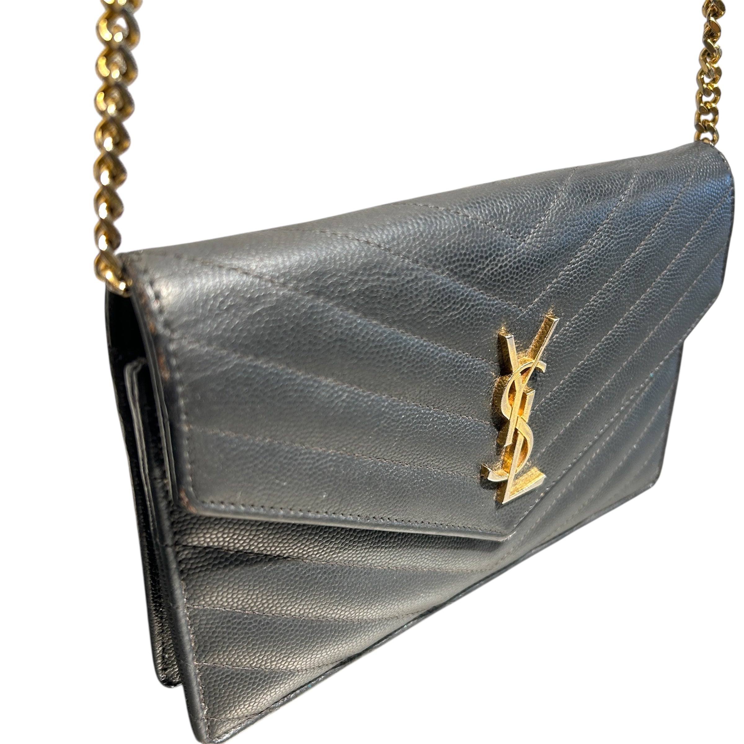 YVES SAINT LAURENT/Clutch Bag/Leather/BLK/Wallet On Clutch view 6