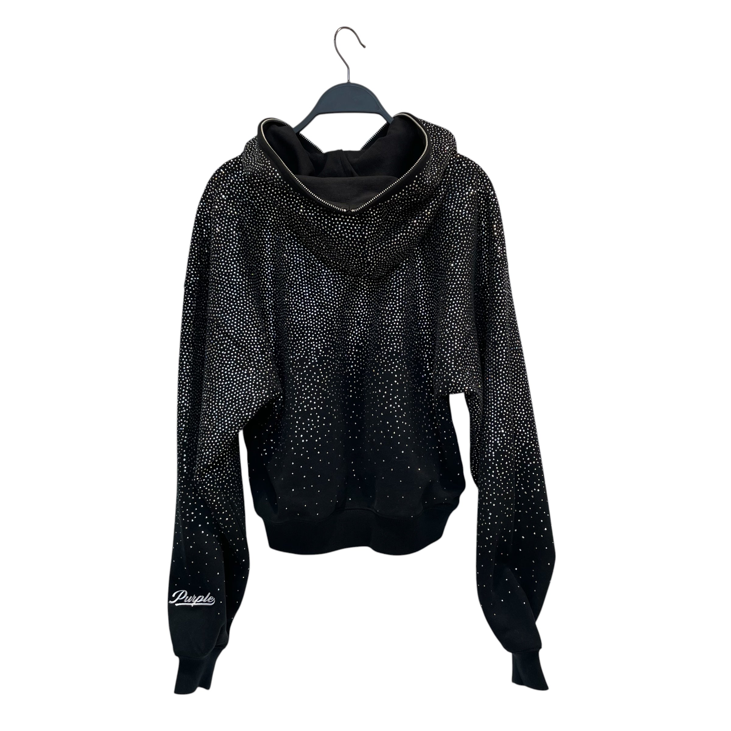 PURPLE BRAND/Zip Up Hoodie/XS/Glitter/Cotton/BLK/rhinestone/rn152320 view 2