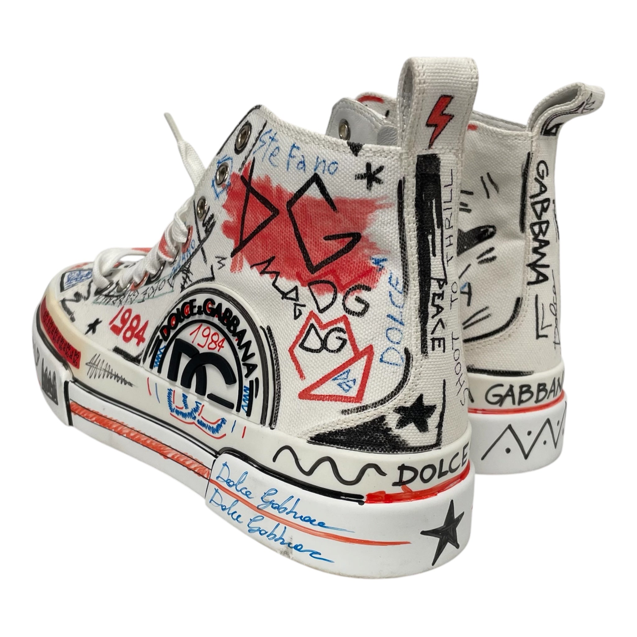 DOLCE&GABBANA/Hi-Sneakers/US 7.5/All Over Print/Cotton/WHT/SKETCHES ALL OVER view 3