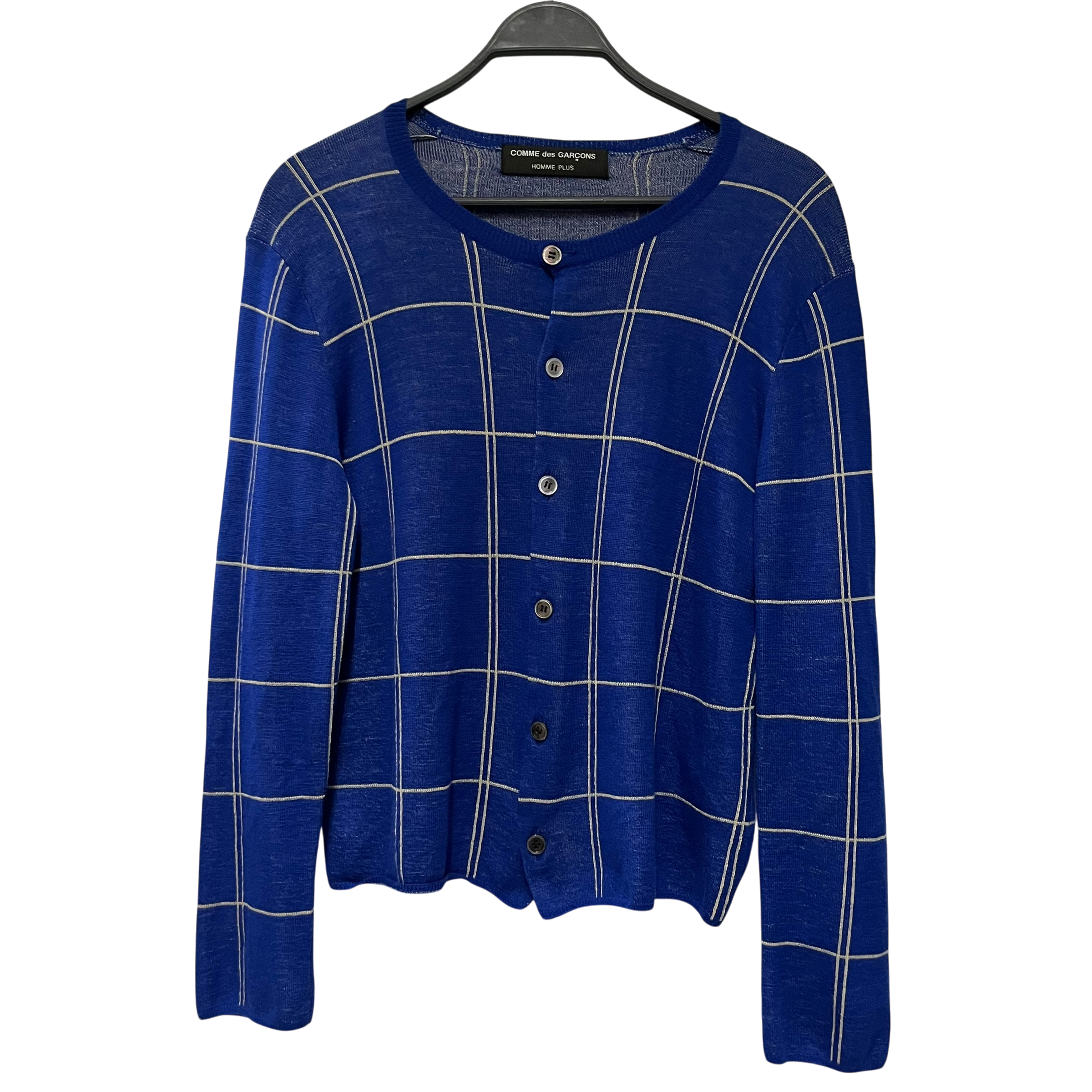 COMME des GARCONS HOMME PLUS/Heavy Cardigan/Stripe/Nylon/NVY/cdg cardigan blue view 1
