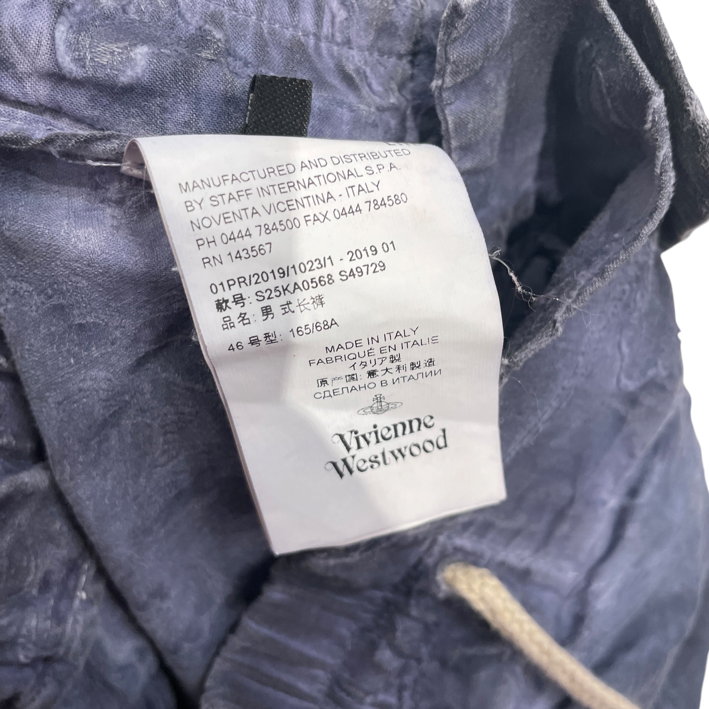 Vivienne Westwood/Bottoms/46/Graphic/Cotton/BLU/DISTRESSED view 4