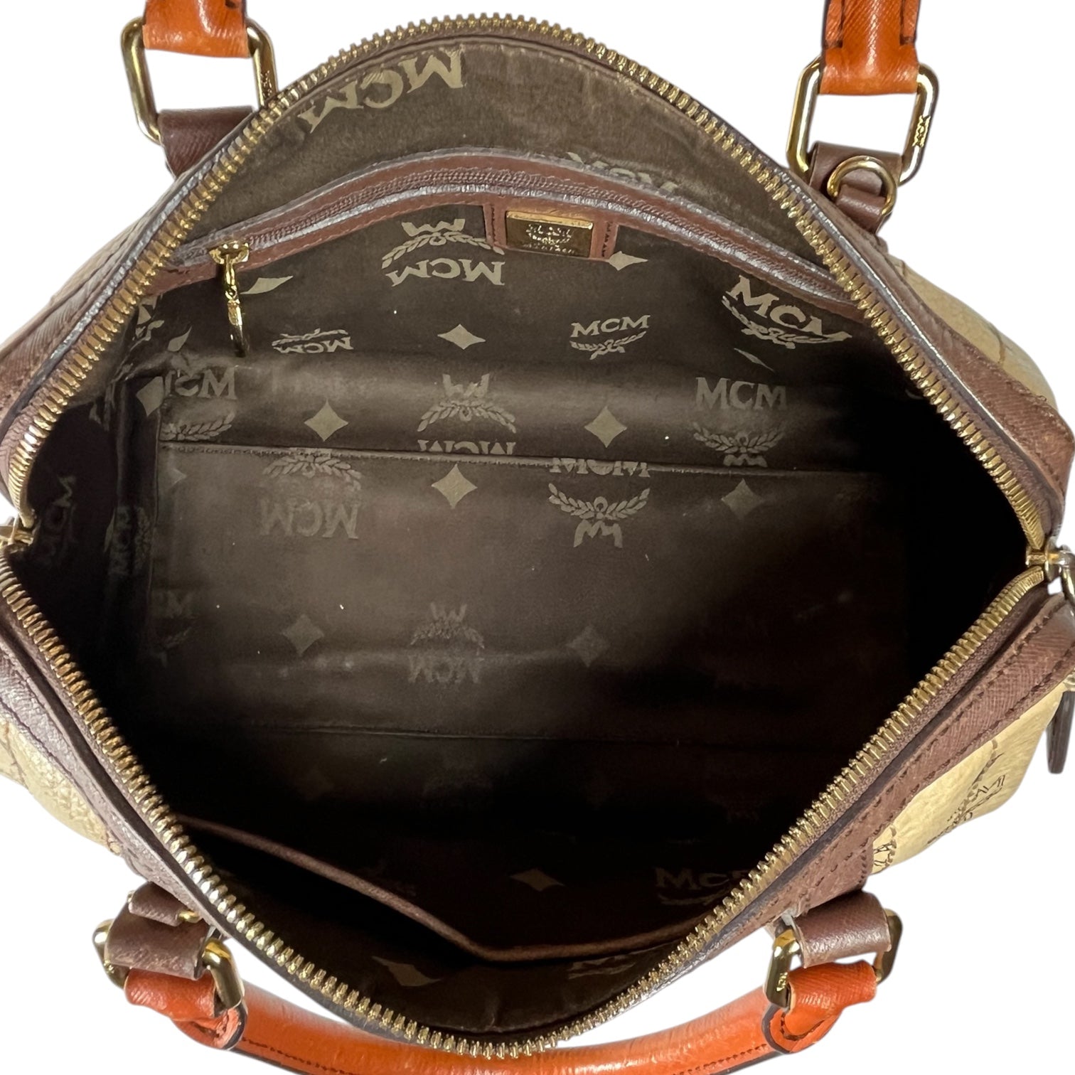 MCM/Boston Bag/Monogram/Leather/BEG/TWO TONE BEIGE view 5