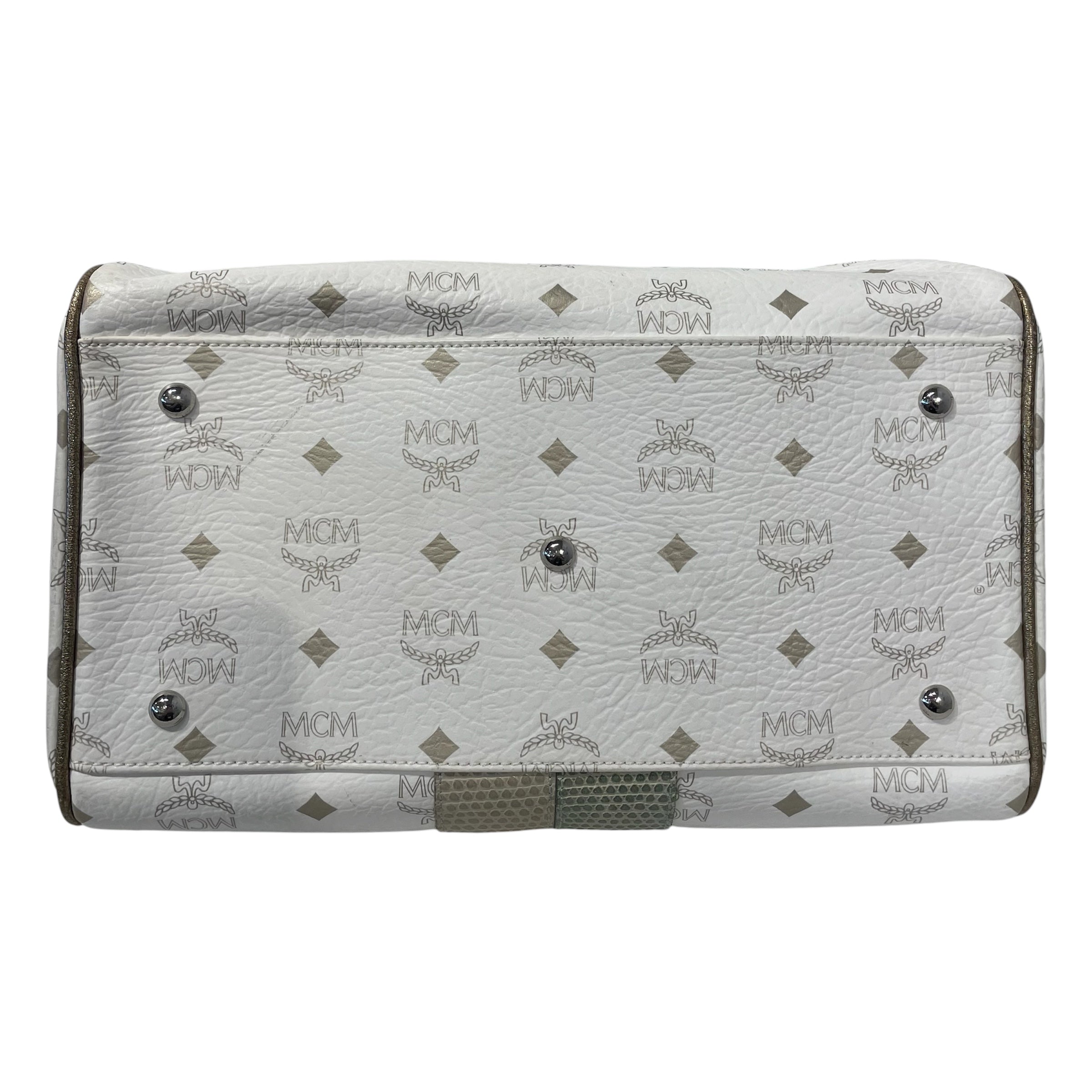 MCM/Cross Body Bag/Monogram/Leather/WHT/SILVER LIONS HEAD LOGO view 3