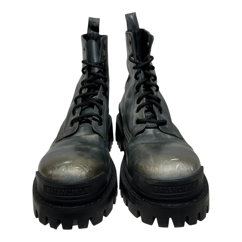 BALENCIAGA/Lace Up Boots/EU 37/Leather/GRY/LEATHER STRIKE BOOTS