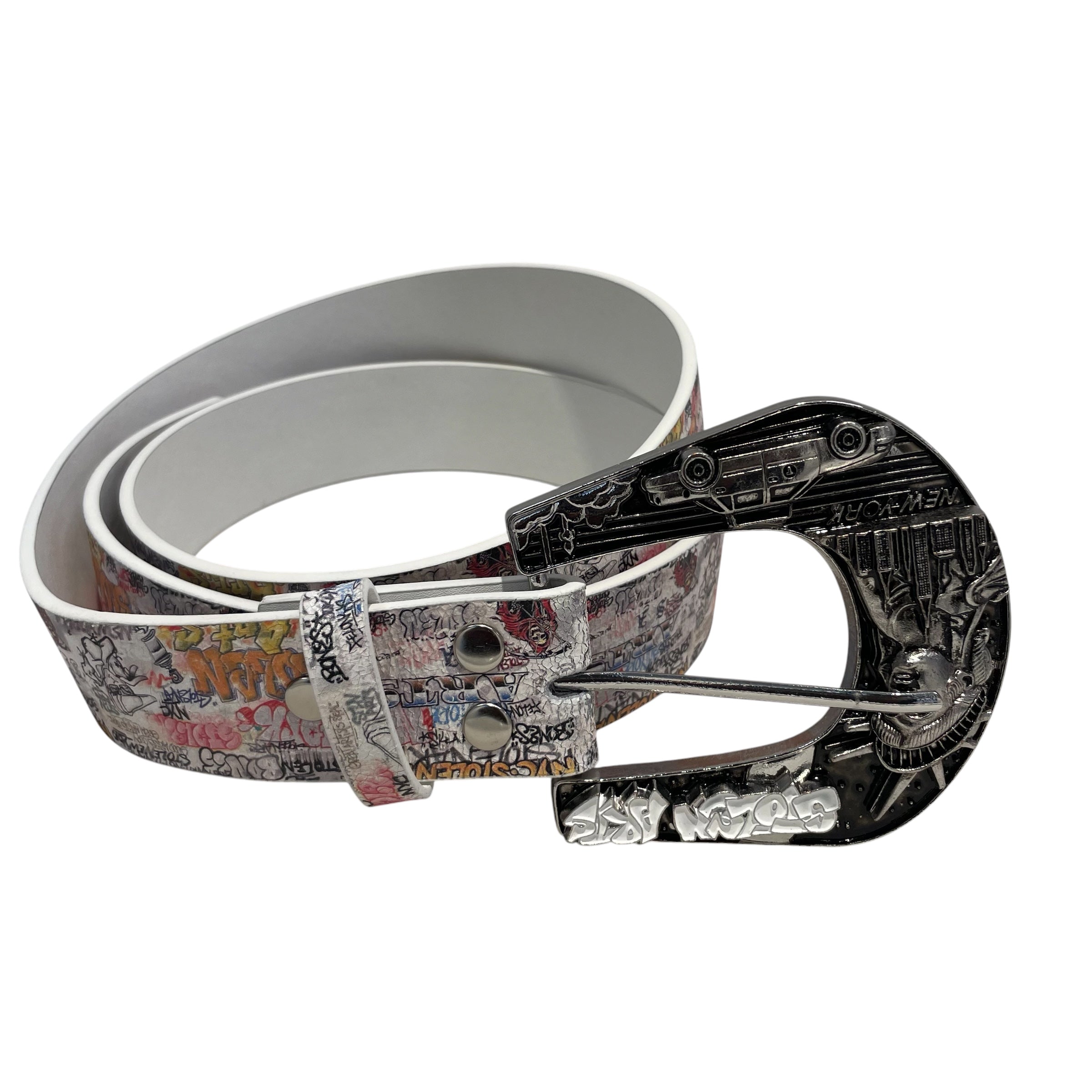STOLEN ARTS/Belt/All Over Print/Leather/WHT/M's/NYC GRAFFITI view 1