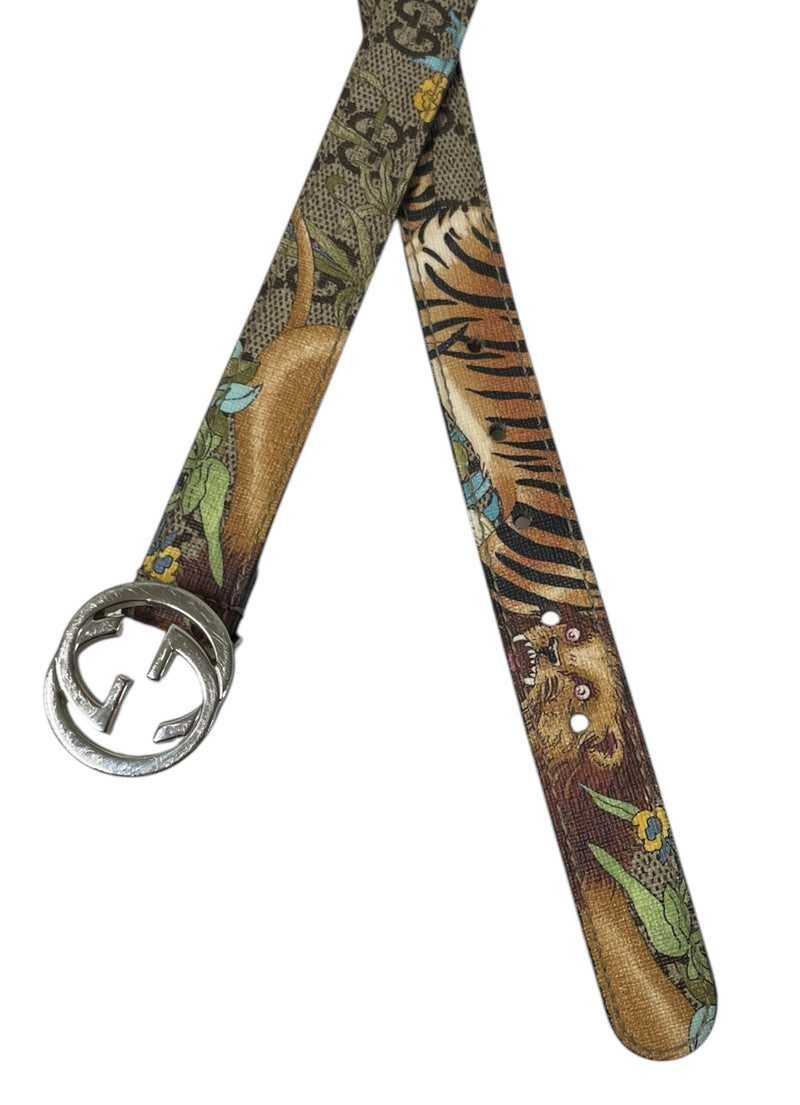 GUCCI/Belt/GG SUPREME/TIGER/All Over Print/Leather/BRW/258395