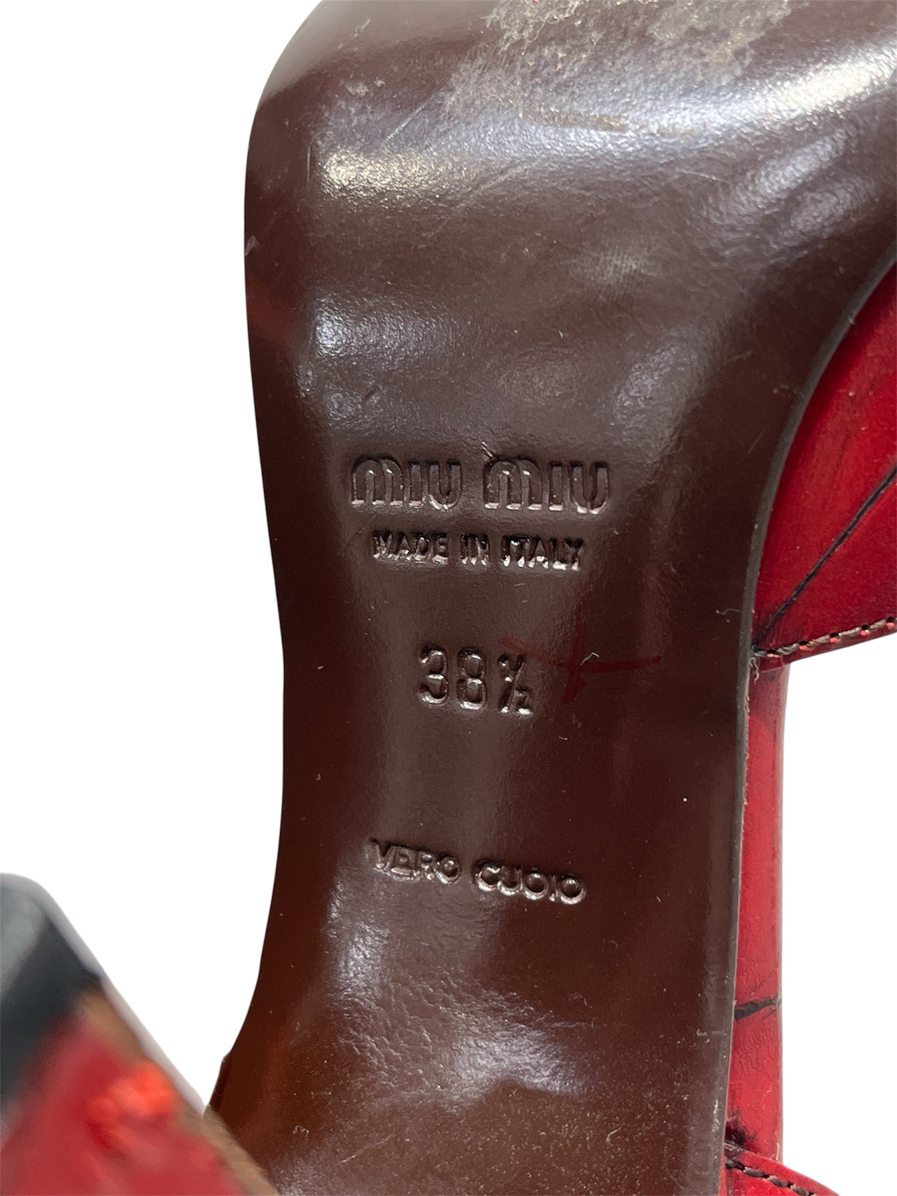 MIU MIU/Heels/EU 38.5/Animal Pattern/Leather/RED/BOWSCROCPRNT view 4
