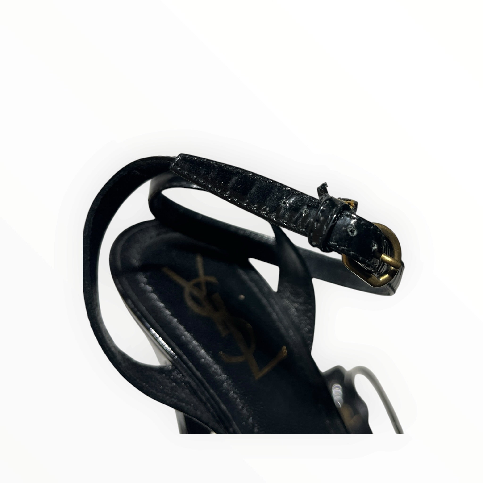 YVES SAINT LAURENT/Heels/EU 37.5/Leather/BLK/patent bow accent view 13