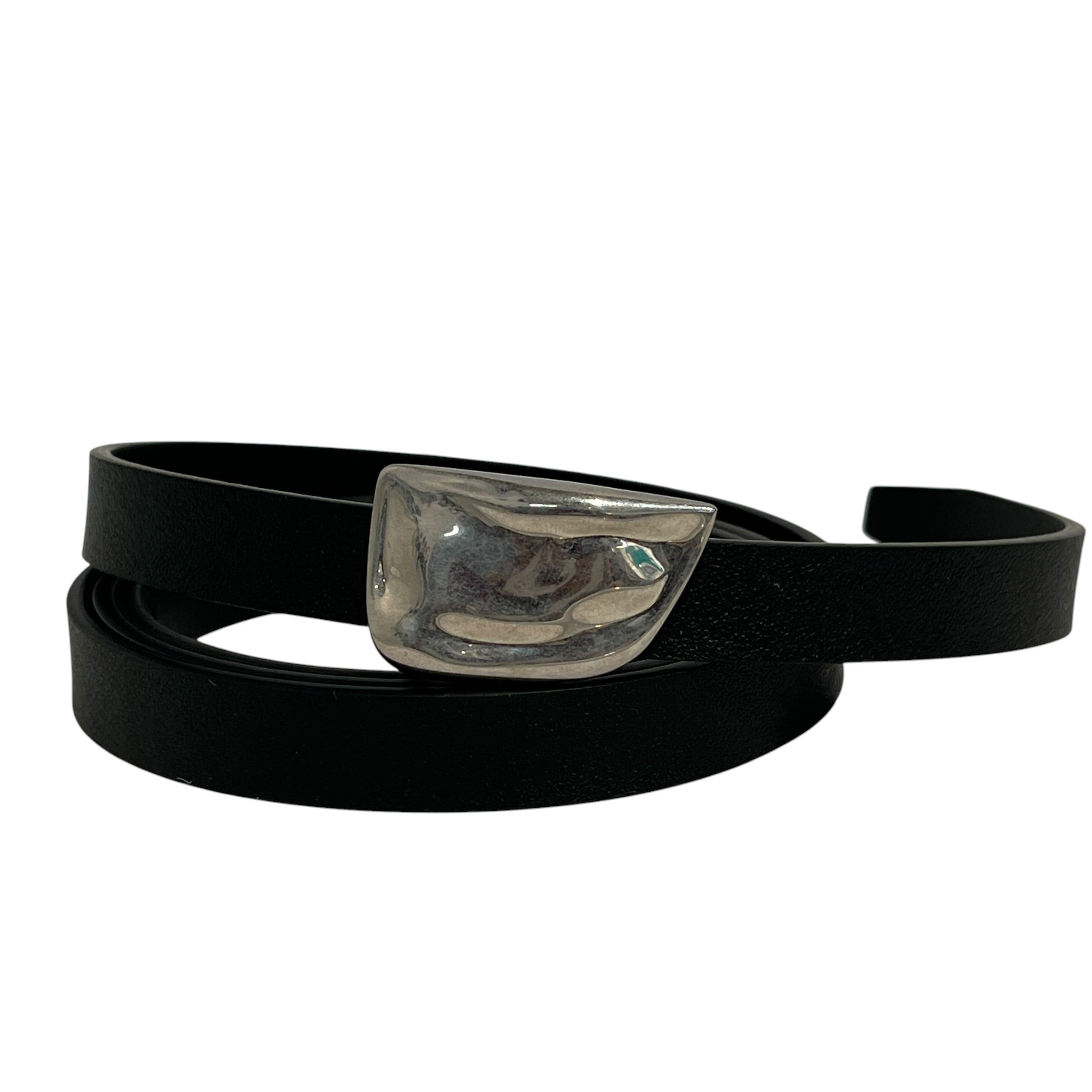 BURBERRY/Belt/Leather/BLK/L's/silver buckle view 1