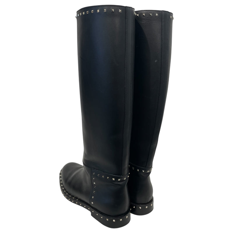 VALENTINO/Long Boots/EU 39/Leather/BLK/VALENTINO STUDDED BOOTS