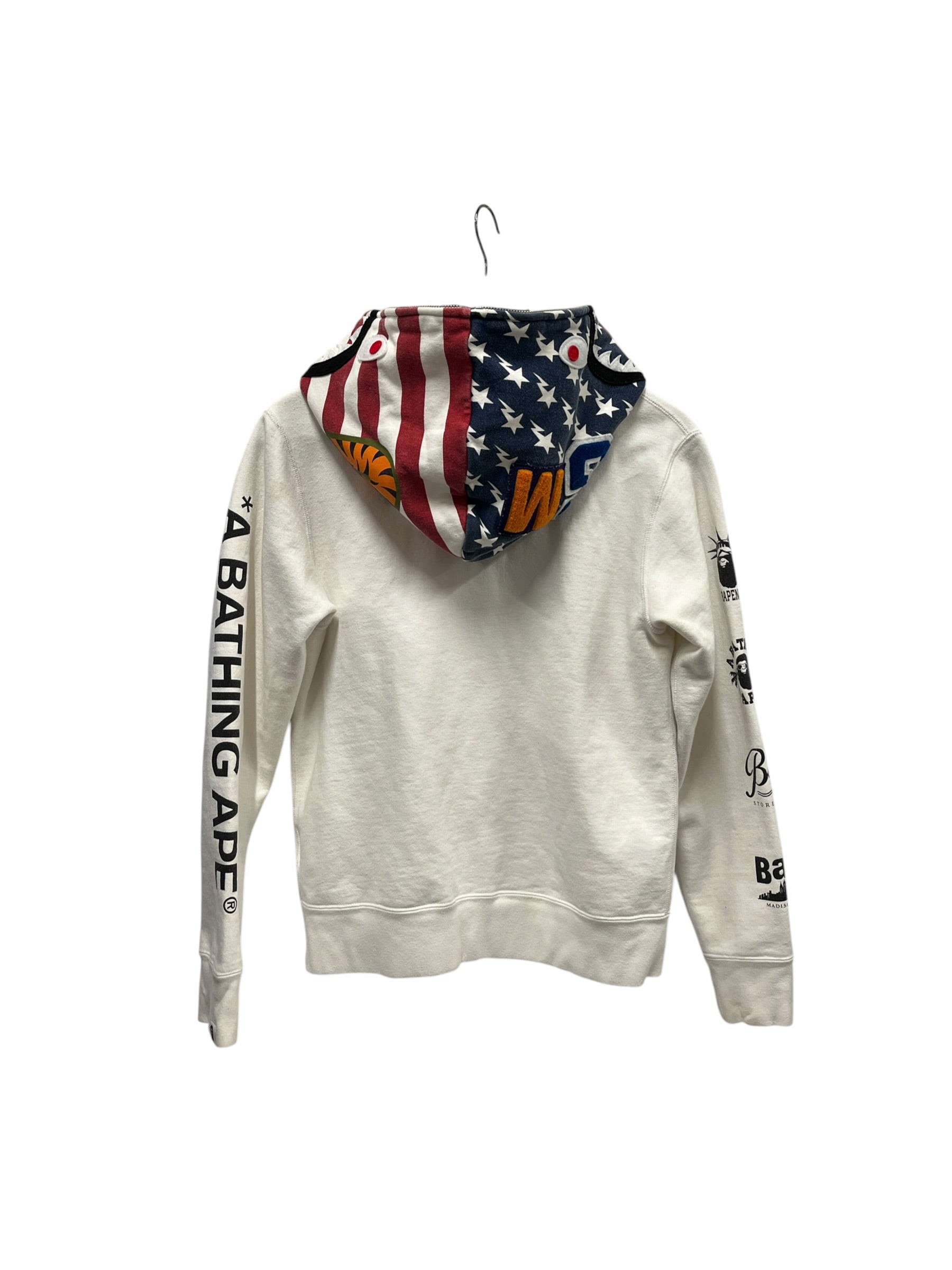 A BATHING APE/Zip Up Hoodie/S/Cotton/WHT/USA SHARK ZULL ZIP, as is view 2