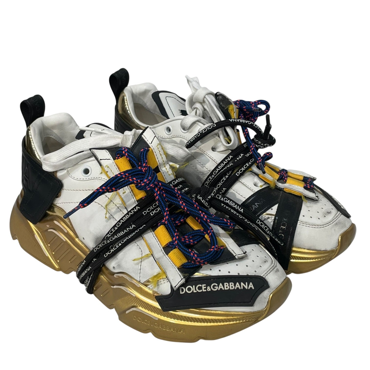 DOLCE&GABBANA/Low-Sneakers/US 6/Leather/WHT/daywalker gold soles view 1