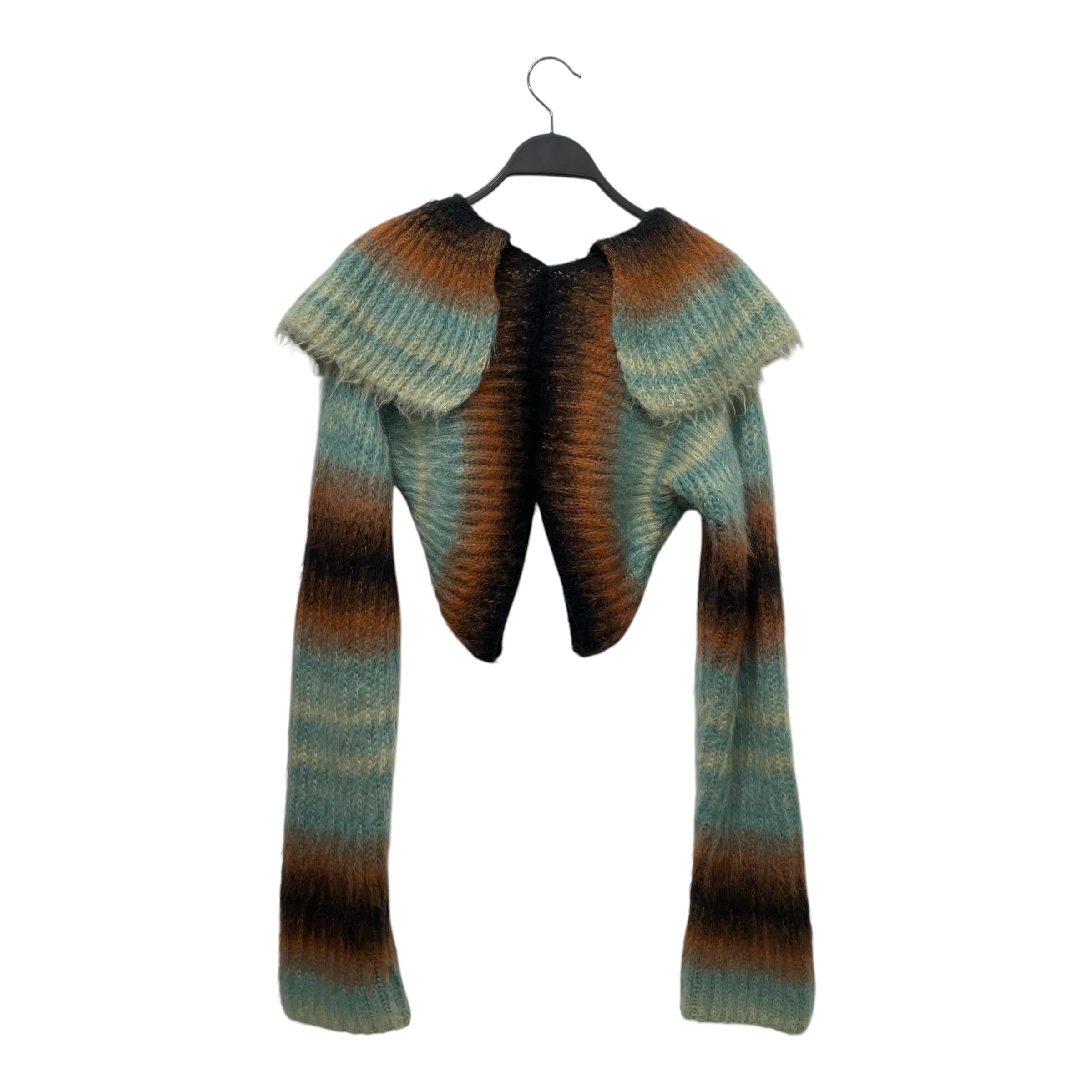 KNWLS/Cardigan/S/Stripe/Acrylic/BRW/Multicolor knit view 2