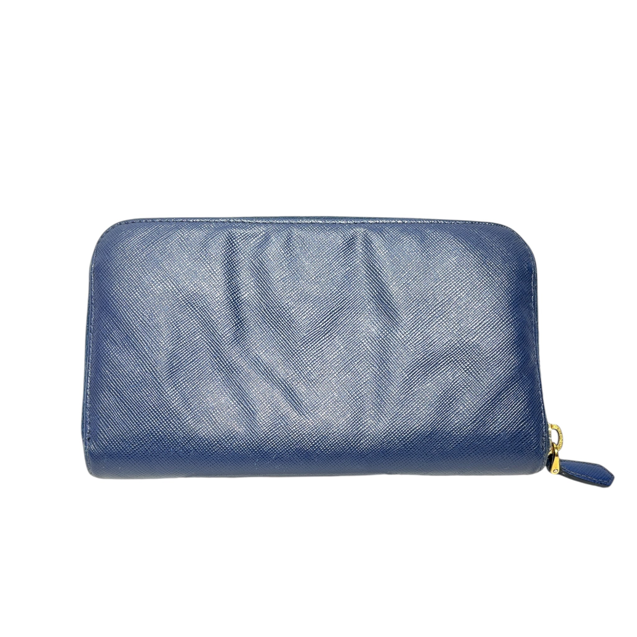 PRADA/Long Wallet/Leather/BLU/ view 2