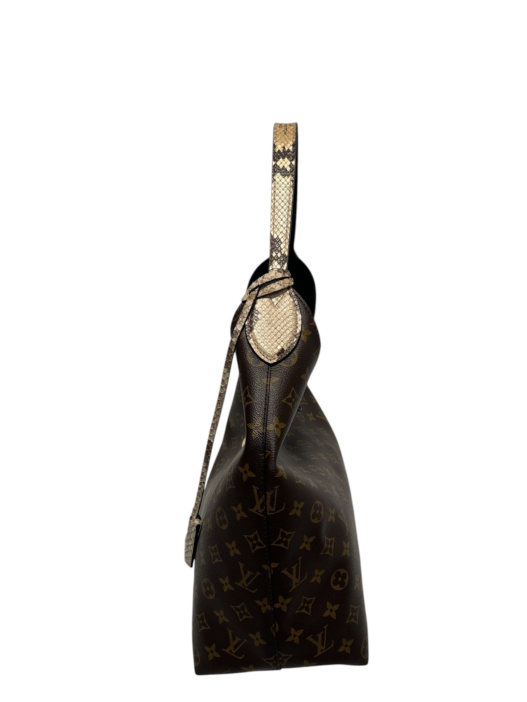 LOUIS VUITTON/Hand Bag/All Over Print/Leather/BRW/Flower Hobo Python view 2