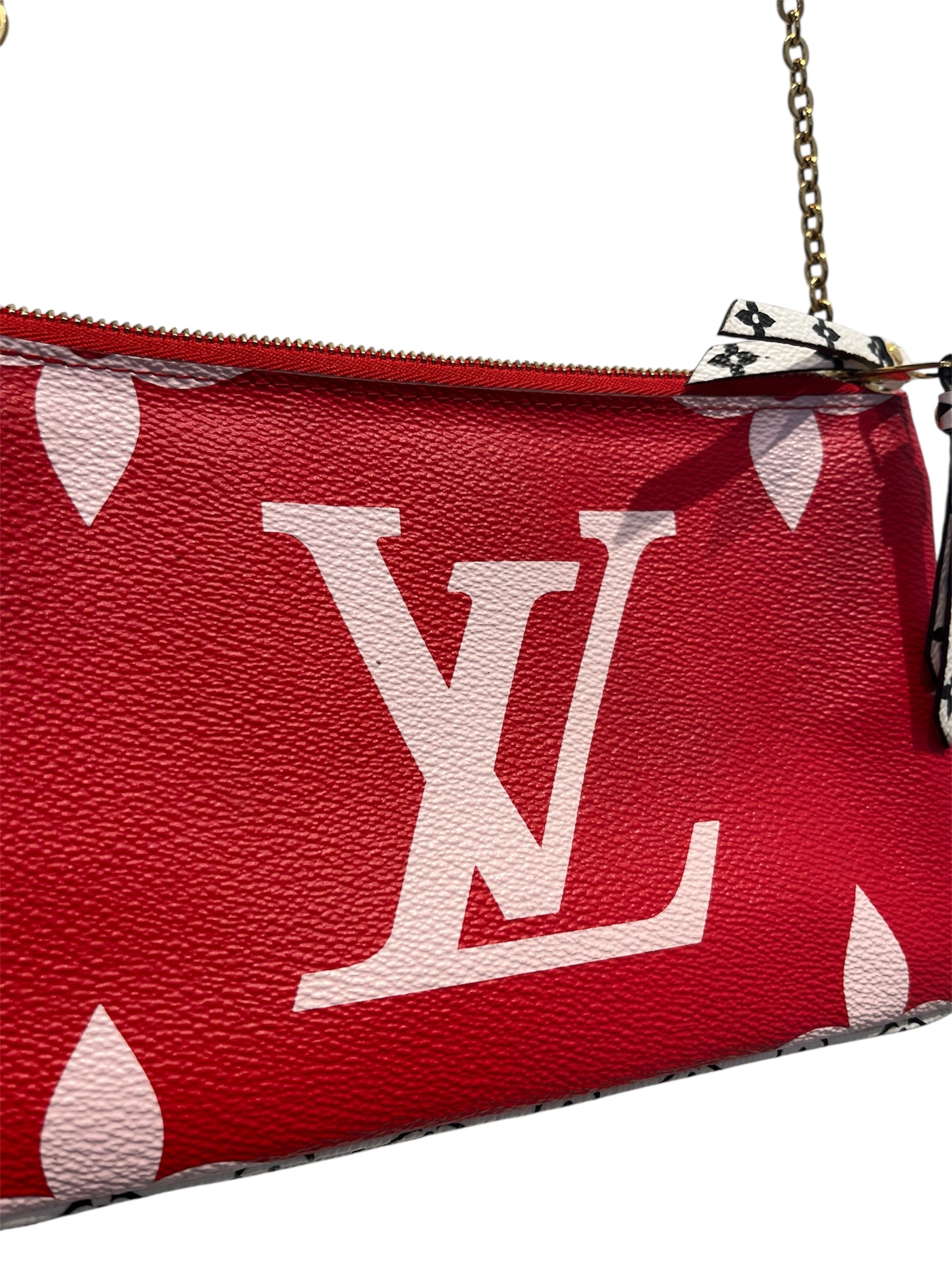 LOUIS VUITTON/Bag/Monogram/Leather/RED/RED/WHT DOUBLE ZIP POCHETTE view 7